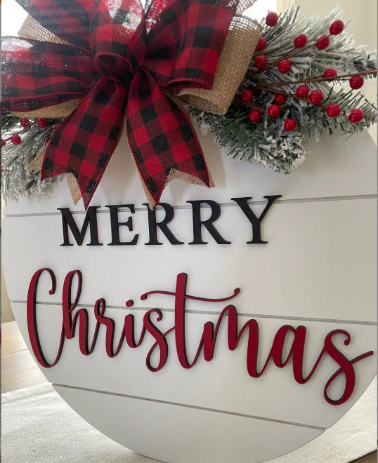 Christmas Motif Wooden Door Decor