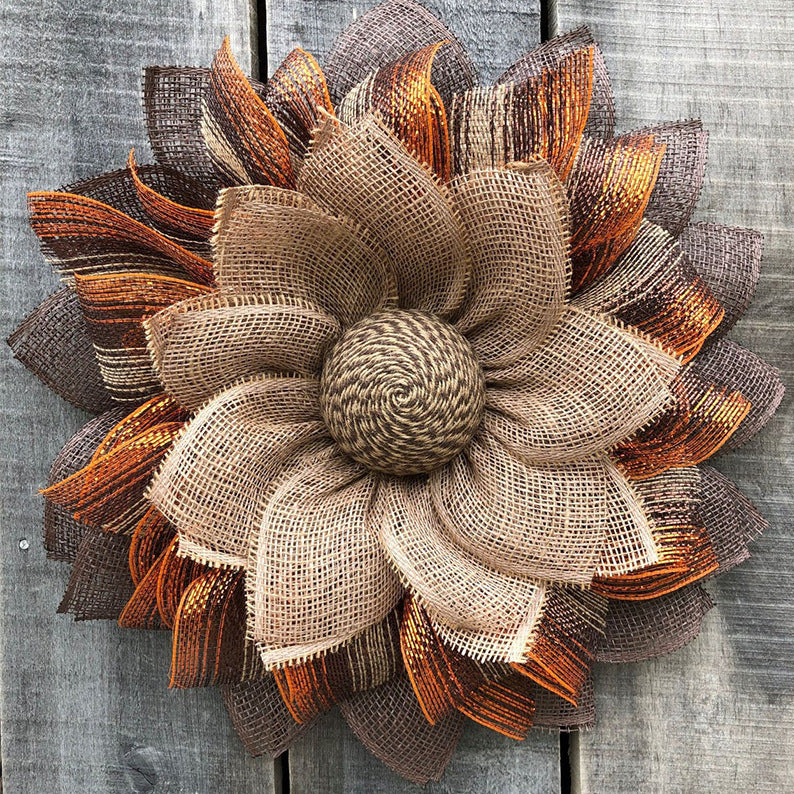 Autumn Sunflower in Burlap