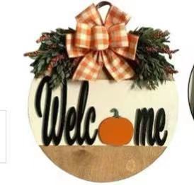 Welcome Door Decor with Ribbon