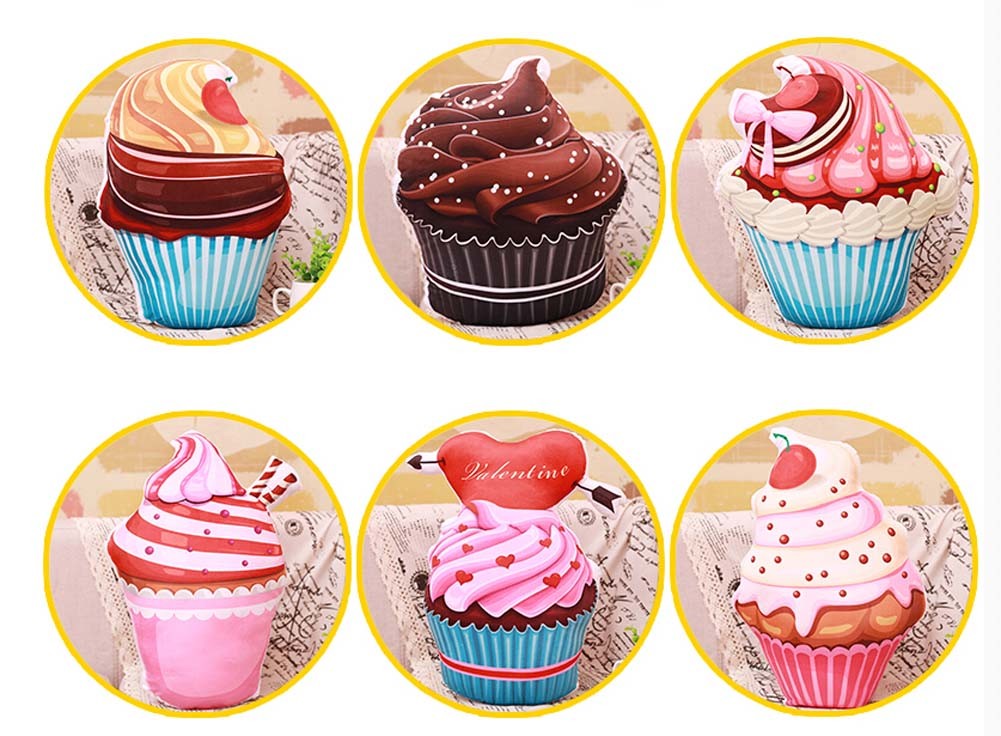 Cutesy Pink Swirl Cupcake Plush Stuffed Throw Pillow