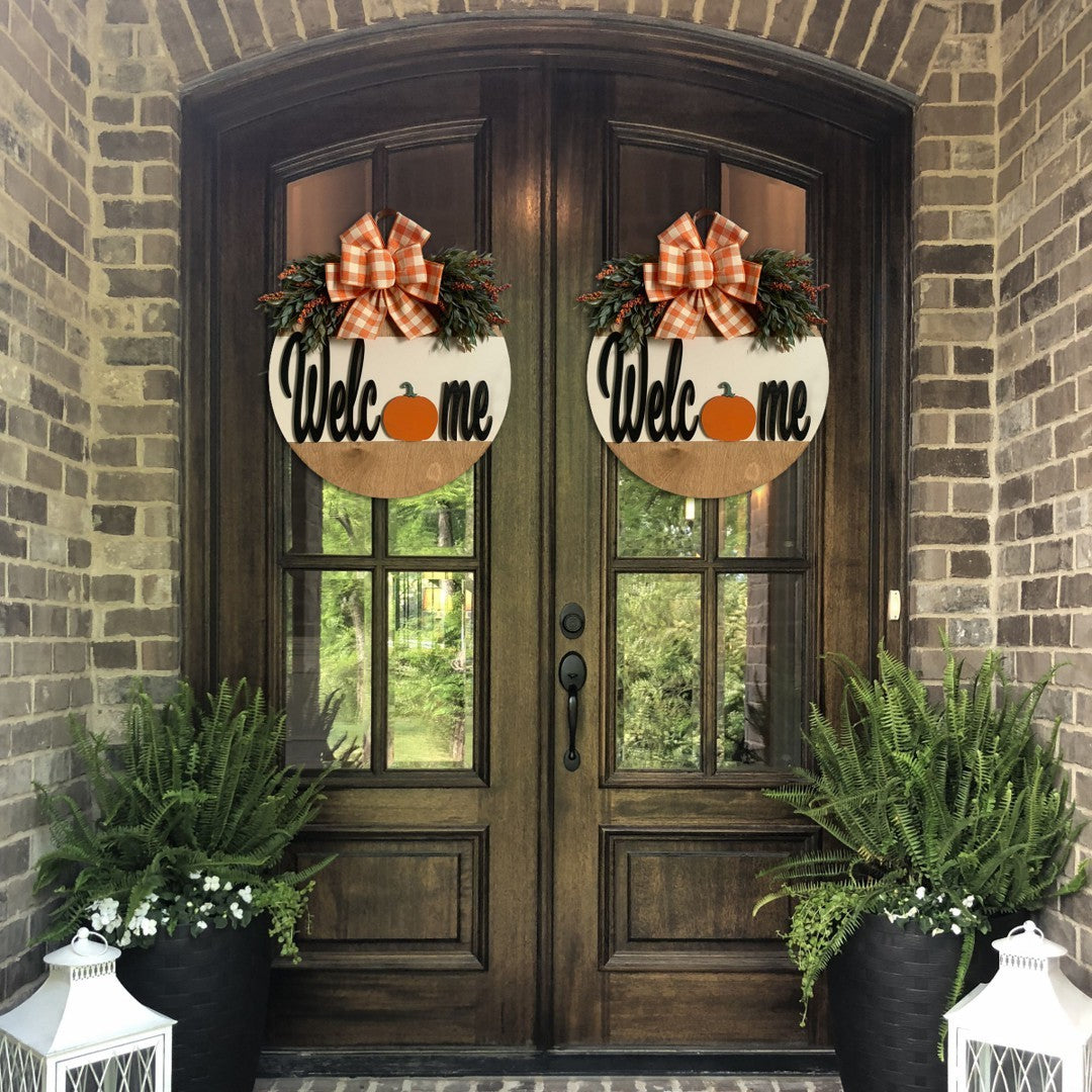 Welcome Door Decor with Ribbon