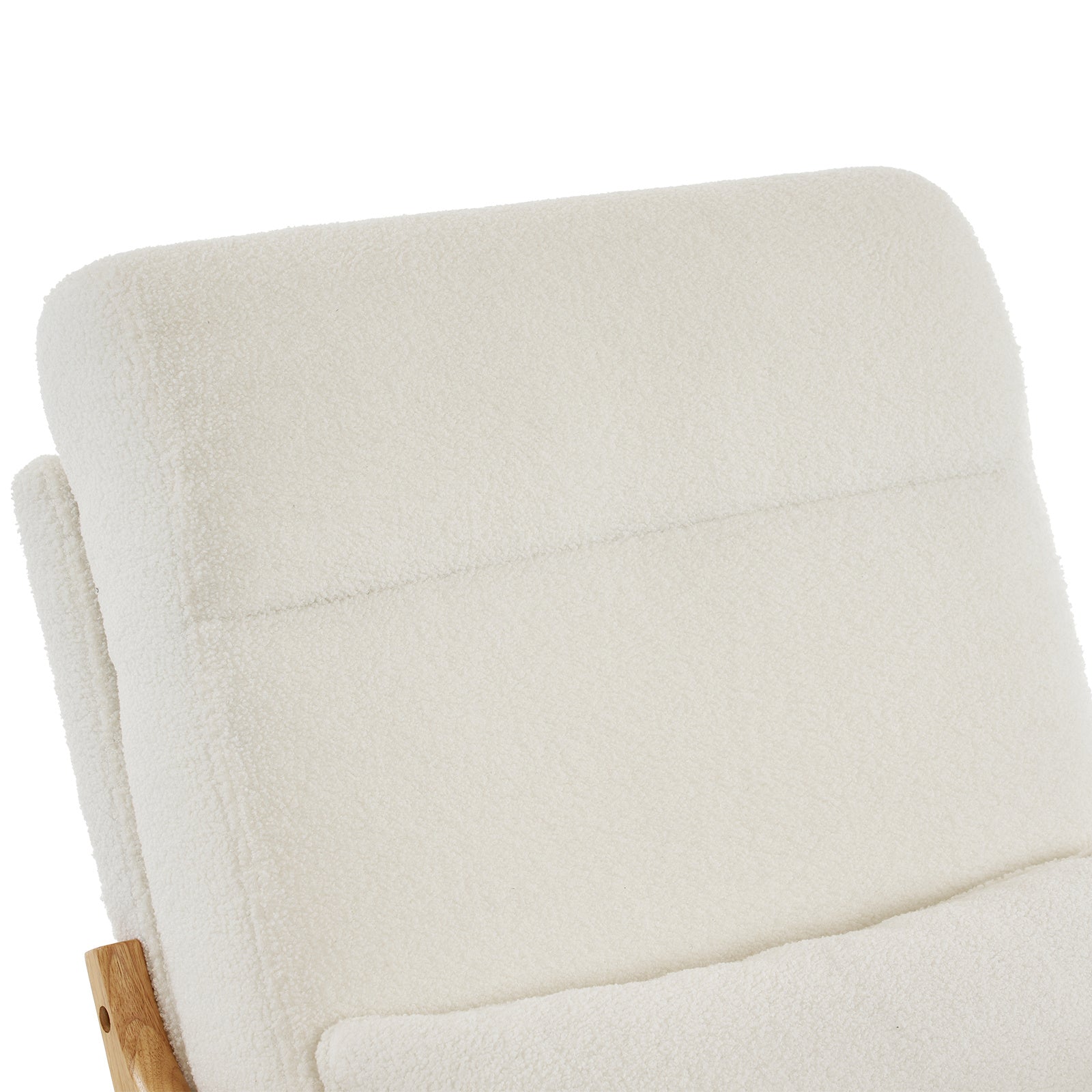 100*65*101cm High Back Belt Waist Pillow Log Color Solid Wood Armrest Backrest Seat Frame Iron Frame Indoor Rocking Chair/armchair dual use Off-White Teddy Fleece - Divine Heart L.A.