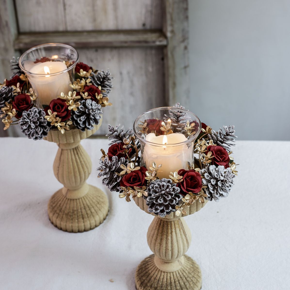Rose & Pine Cone Candlestick Garland
