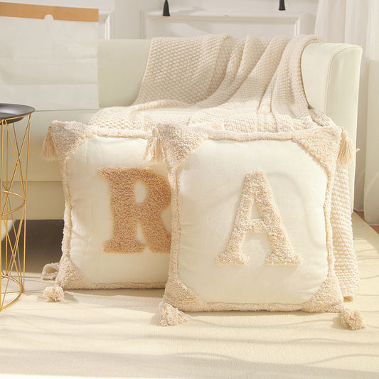 Embossed Monogram Letter Throw Pillow Cover