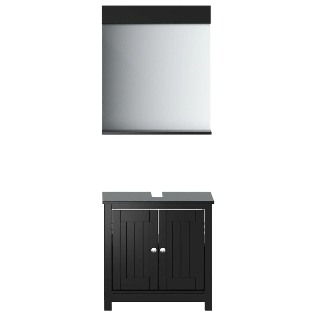 2 Piece Bathroom Furniture Set BERG Black Solid Wood Pine - Divine Heart L.A.