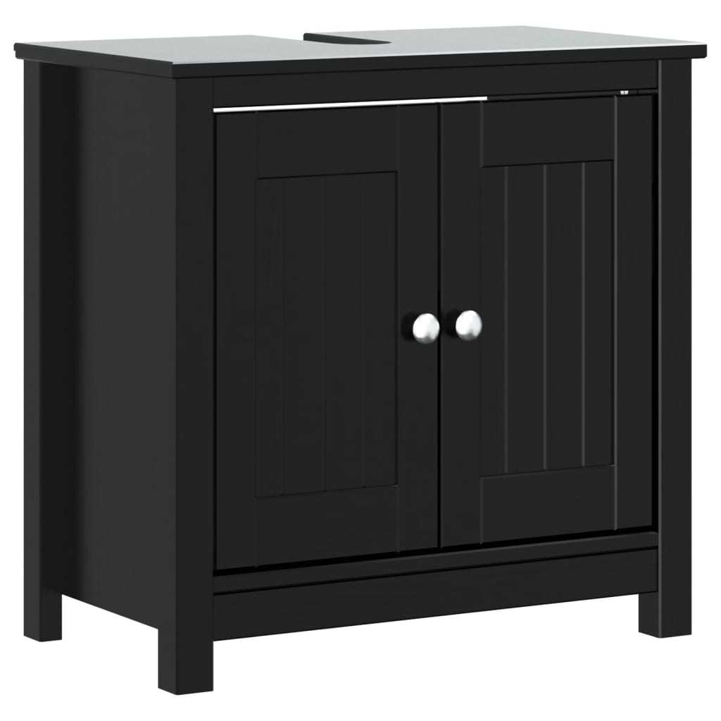 2 Piece Bathroom Furniture Set BERG Black Solid Wood Pine - Divine Heart L.A.