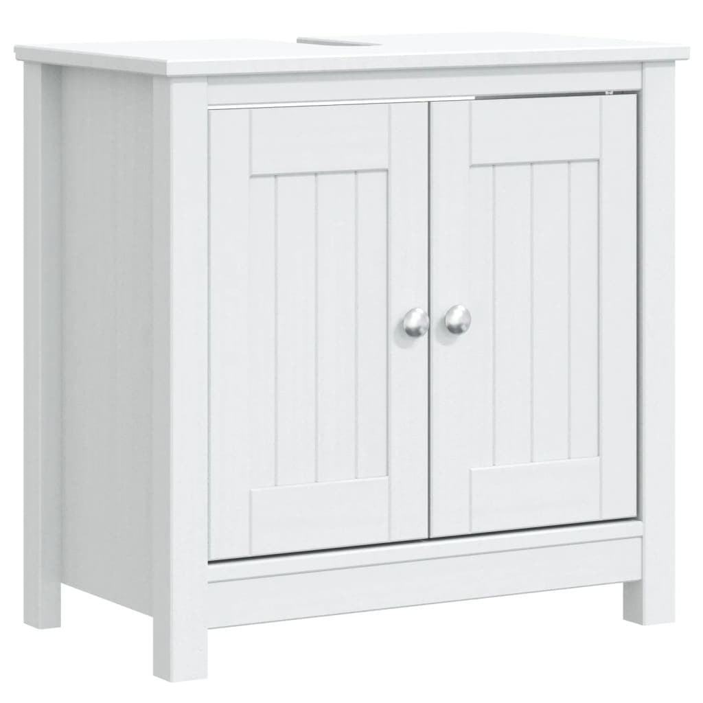 2 Piece Bathroom Furniture Set BERG White Solid Wood Pine - Divine Heart L.A.