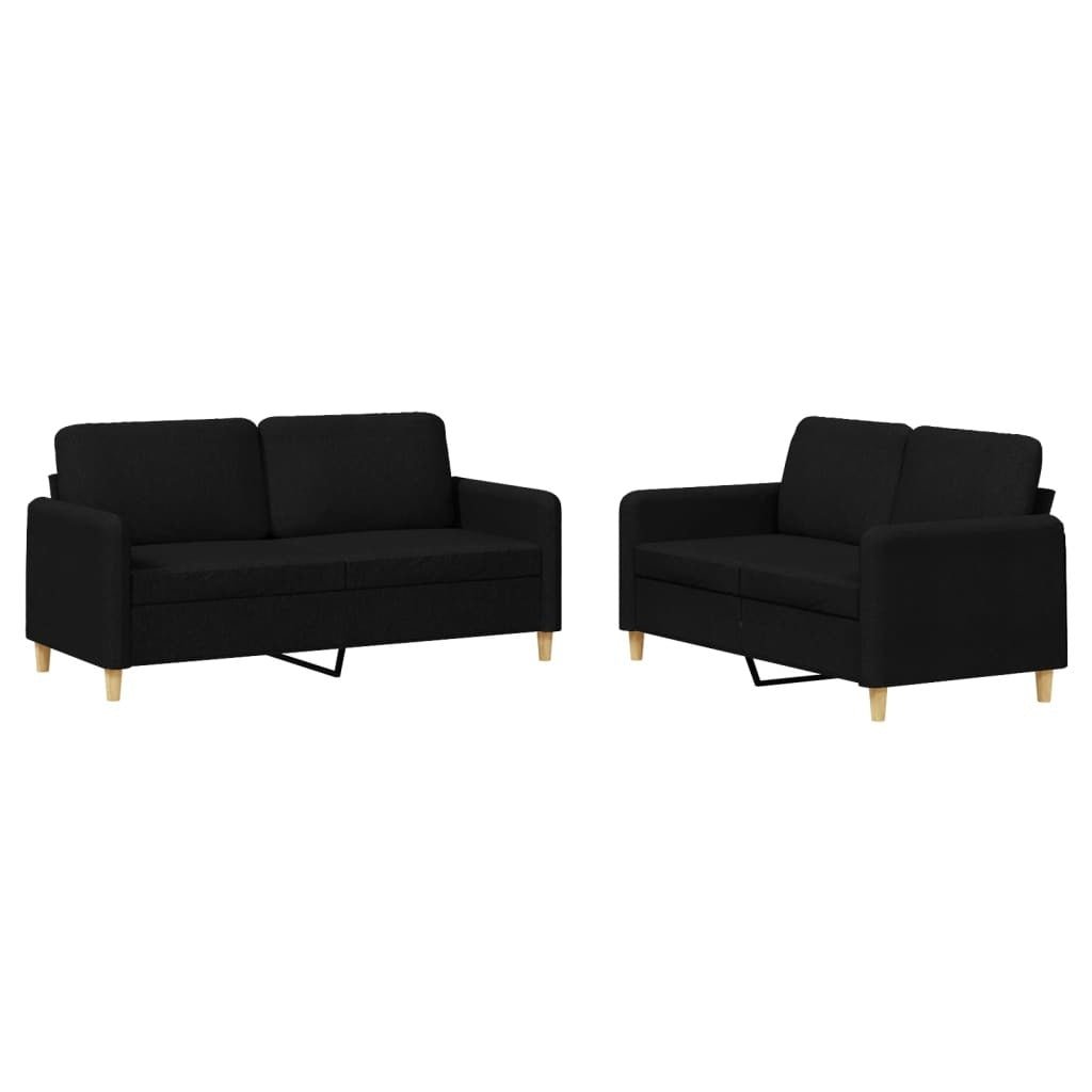 2 Piece Sofa Set with Cushions Black Fabric - Divine Heart L.A.