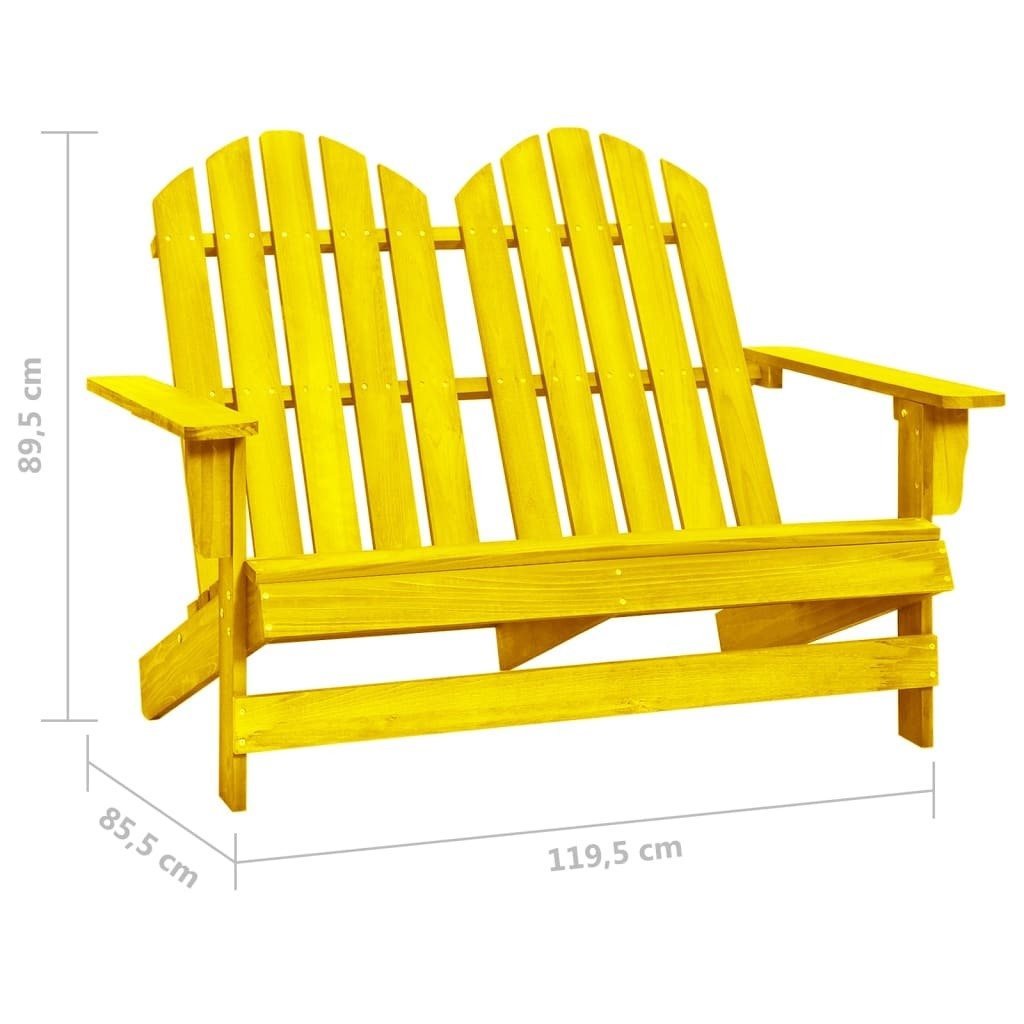 2-Seater Patio Adirondack Chair Solid Wood Fir Yellow - Divine Heart L.A.