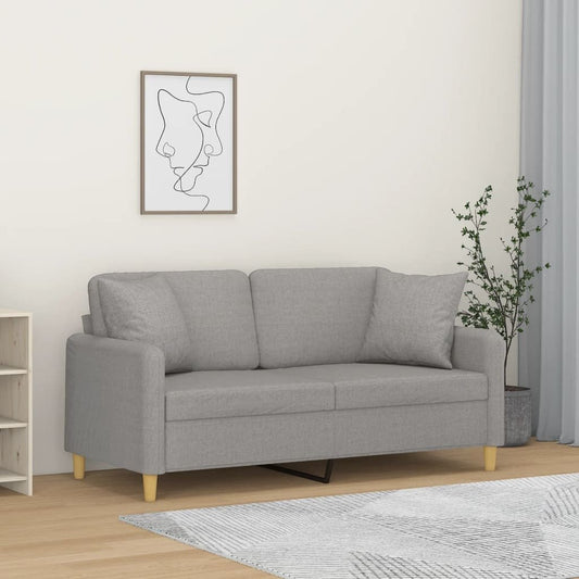 2-Seater Sofa with Pillows & Cushions Light Gray - Divine Heart L.A.