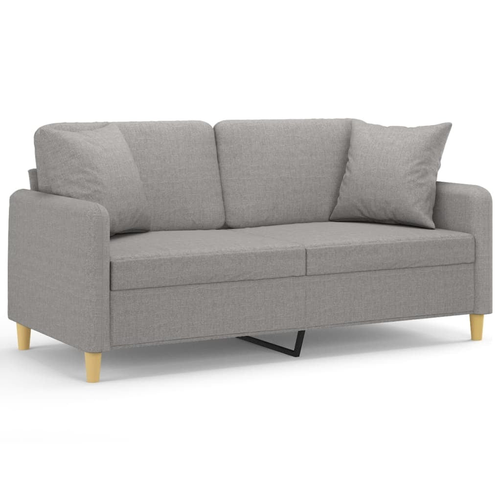 2-Seater Sofa with Pillows & Cushions Light Gray - Divine Heart L.A.