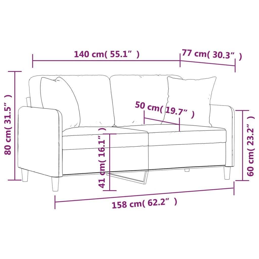 2-Seater Sofa with Pillows & Cushions Light Gray - Divine Heart L.A.