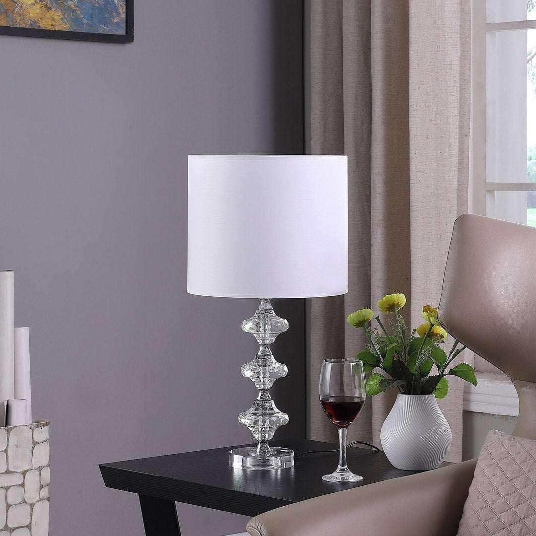 22.25" Geometric Prism Solid Crystal Table Lamp in Chrome Silver - Divine Heart L.A.