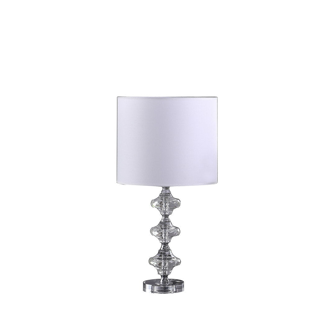 22.25" Geometric Prism Solid Crystal Table Lamp in Chrome Silver - Divine Heart L.A.