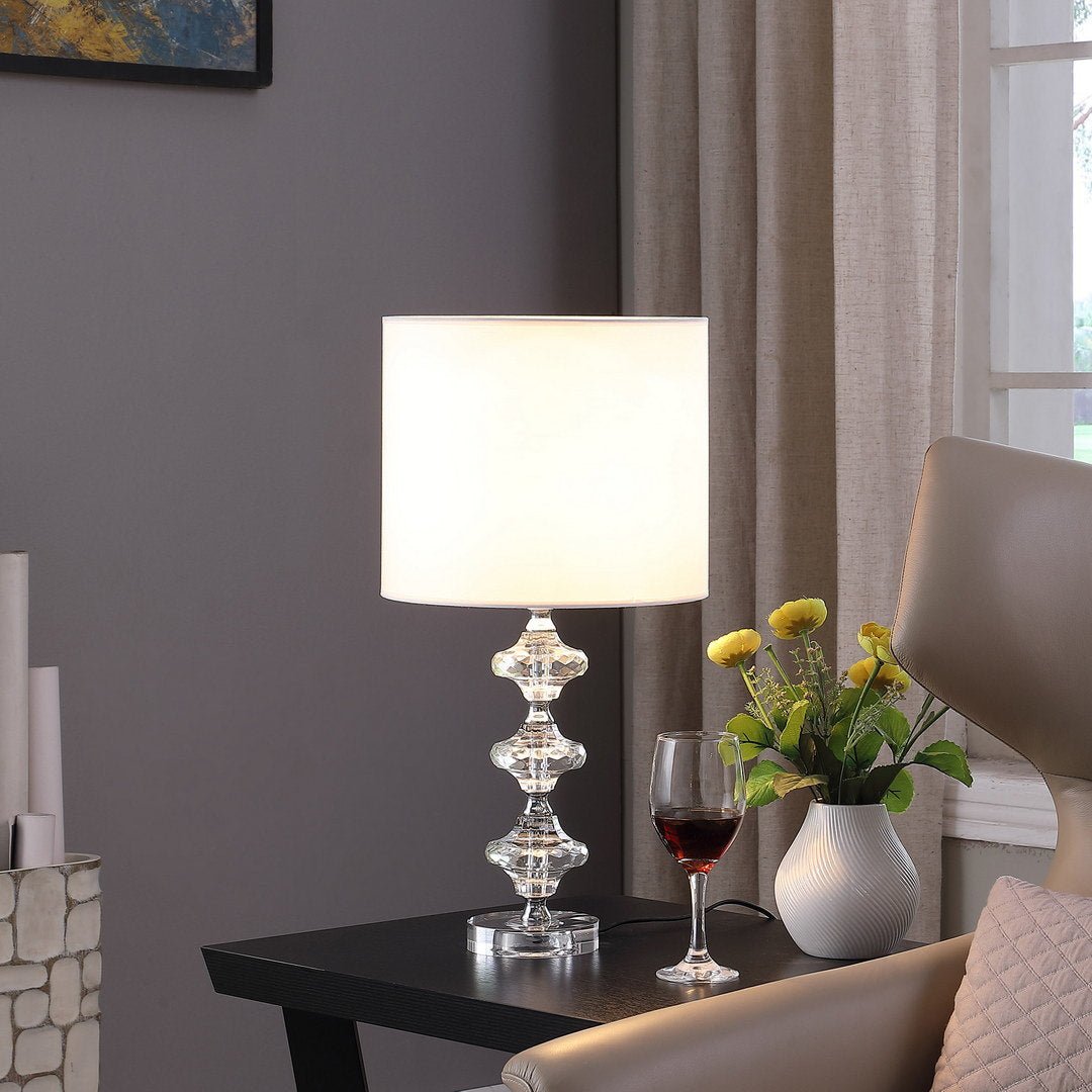 22.25" Geometric Prism Solid Crystal Table Lamp in Chrome Silver - Divine Heart L.A.