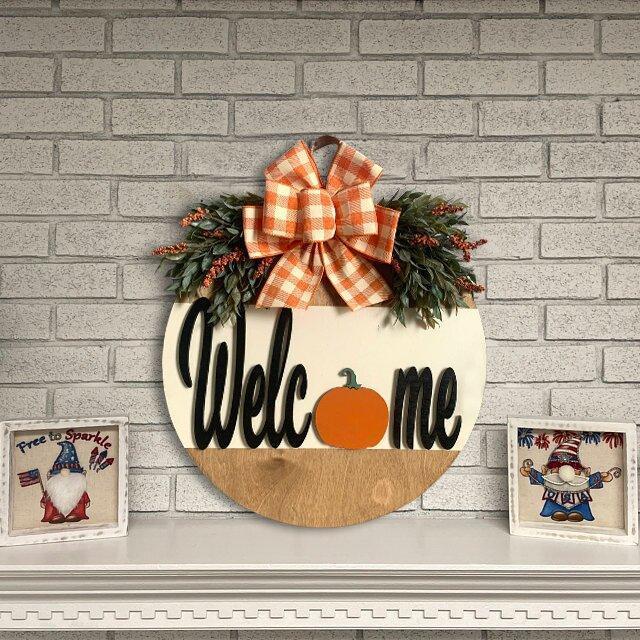 Welcome Door Decor with Ribbon