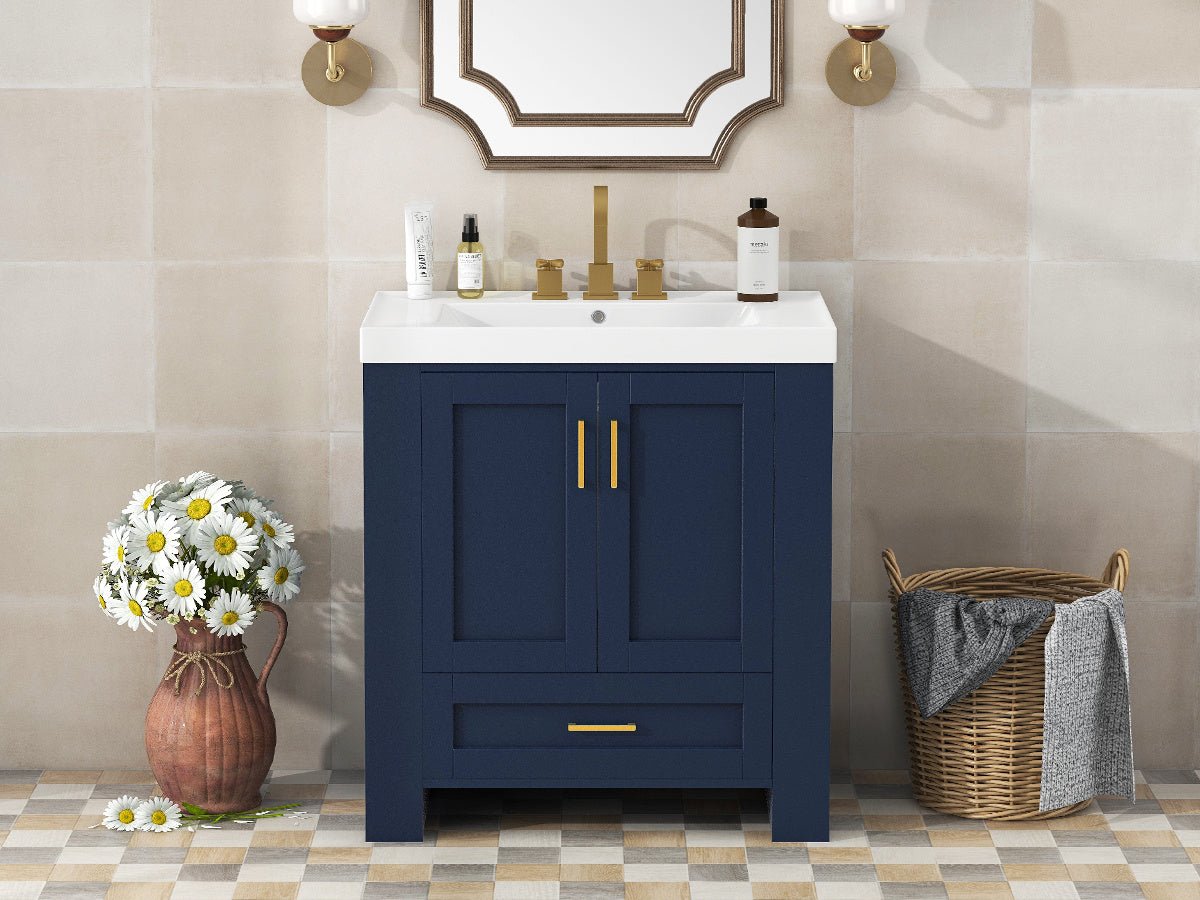 30'' Bathroom Vanity with Seperate Basin Sink, Modern Bathroom Storage Cabinet with Double-sided Storage Shelf, Freestanding Bathroom Vanity Cabinet with Single Sink - Divine Heart L.A.