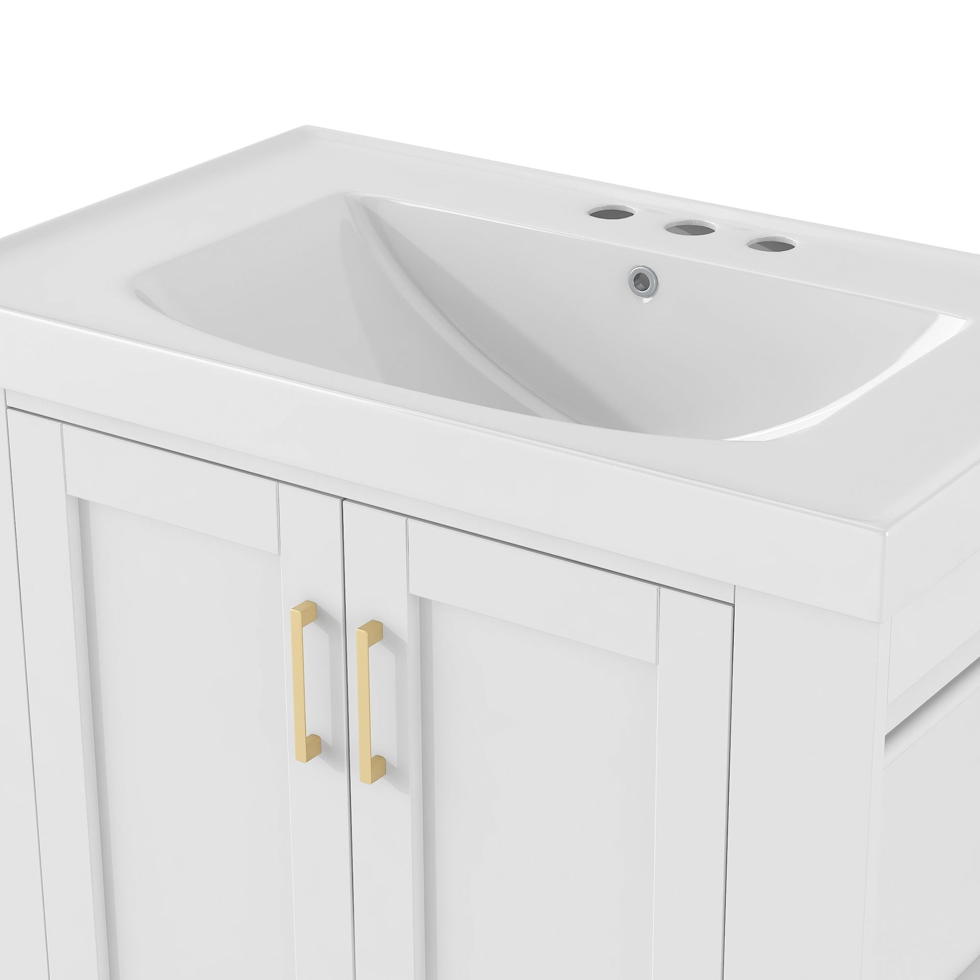 30'' Bathroom Vanity with Seperate Basin Sink, Modern Bathroom Storage Cabinet with Double-sided Storage Shelf, Freestanding Bathroom Vanity Cabinet with Single Sink - Divine Heart L.A.