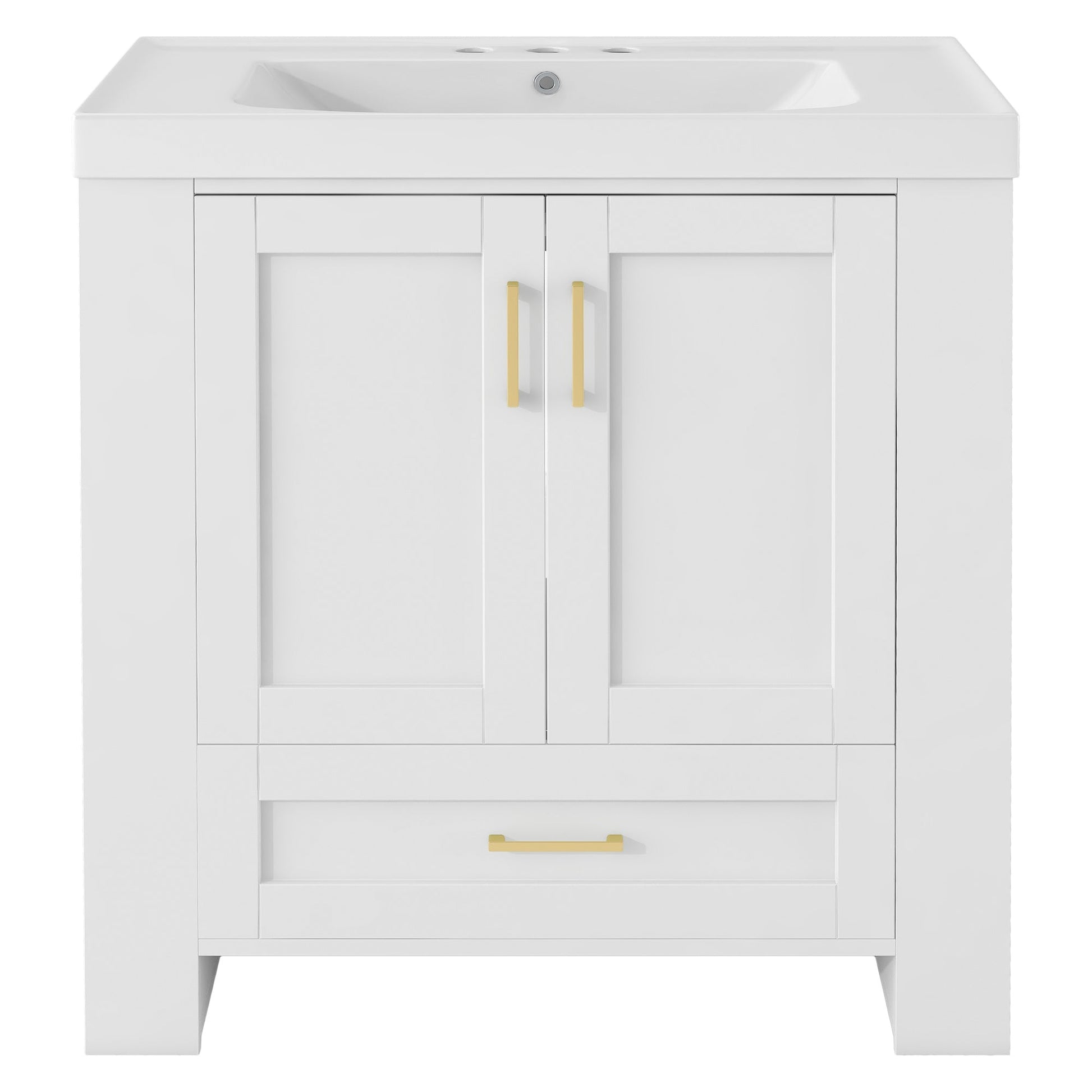 30'' Bathroom Vanity with Seperate Basin Sink, Modern Bathroom Storage Cabinet with Double-sided Storage Shelf, Freestanding Bathroom Vanity Cabinet with Single Sink - Divine Heart L.A.