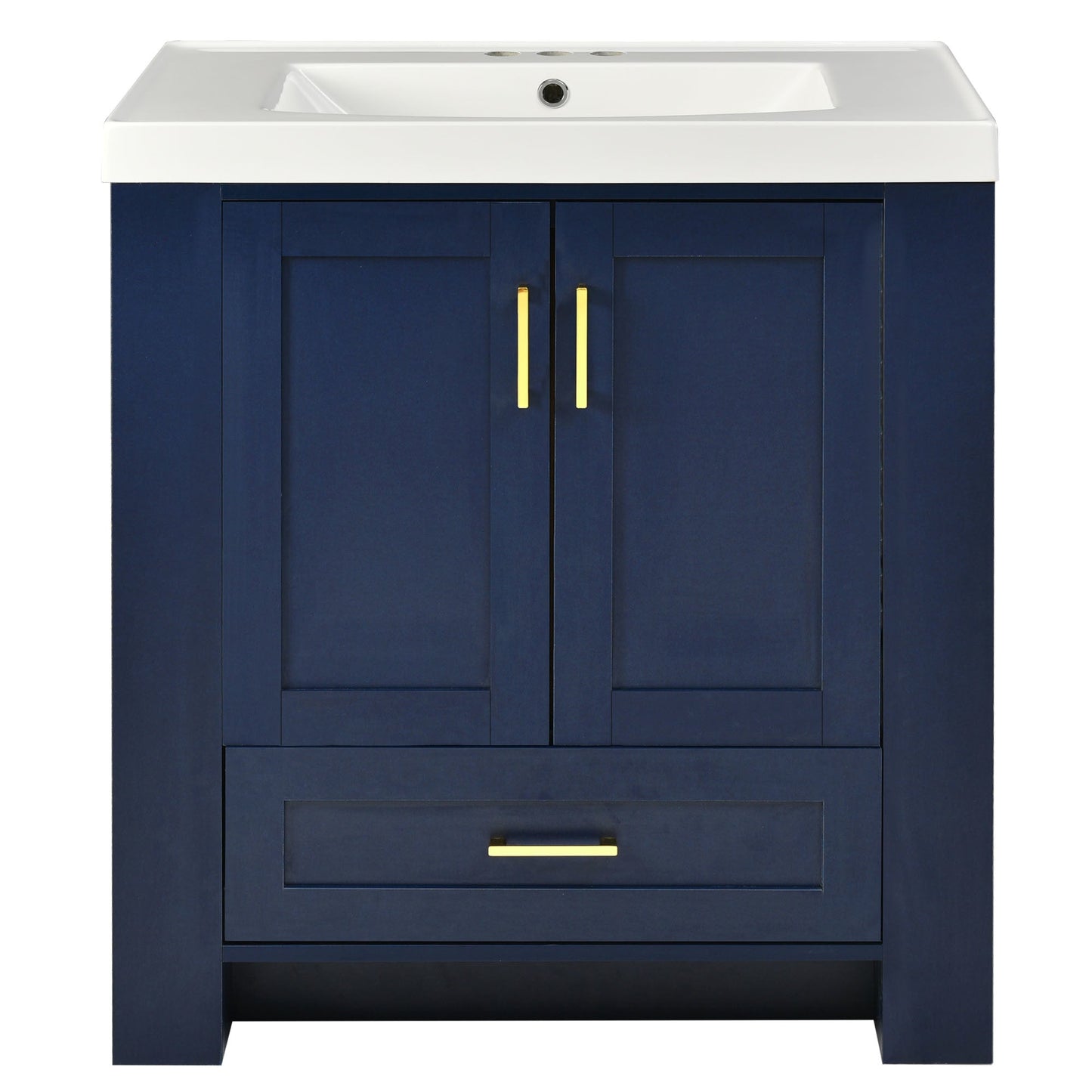 30'' Bathroom Vanity with Seperate Basin Sink, Modern Bathroom Storage Cabinet with Double-sided Storage Shelf, Freestanding Bathroom Vanity Cabinet with Single Sink - Divine Heart L.A.