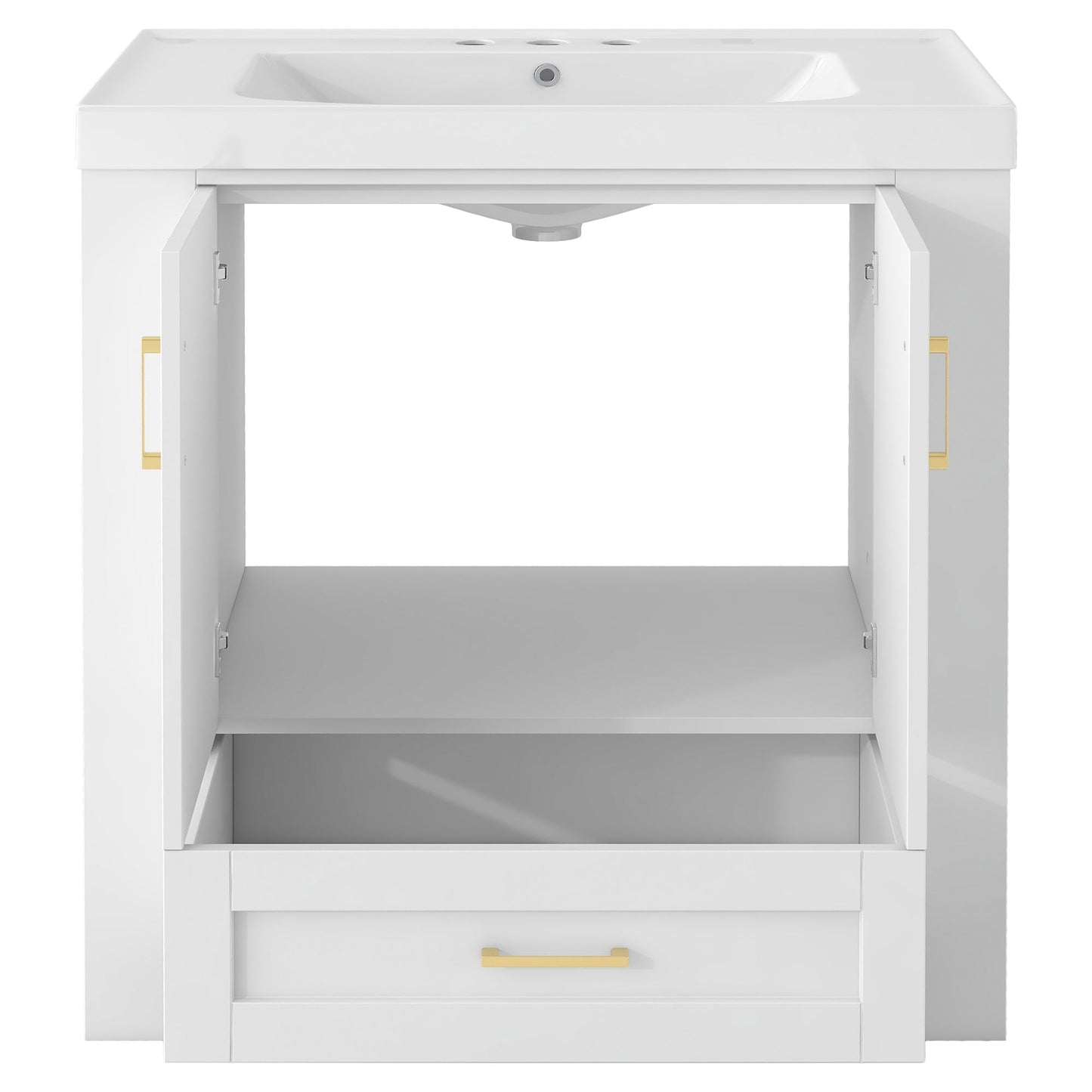 30'' Bathroom Vanity with Seperate Basin Sink, Modern Bathroom Storage Cabinet with Double-sided Storage Shelf, Freestanding Bathroom Vanity Cabinet with Single Sink - Divine Heart L.A.