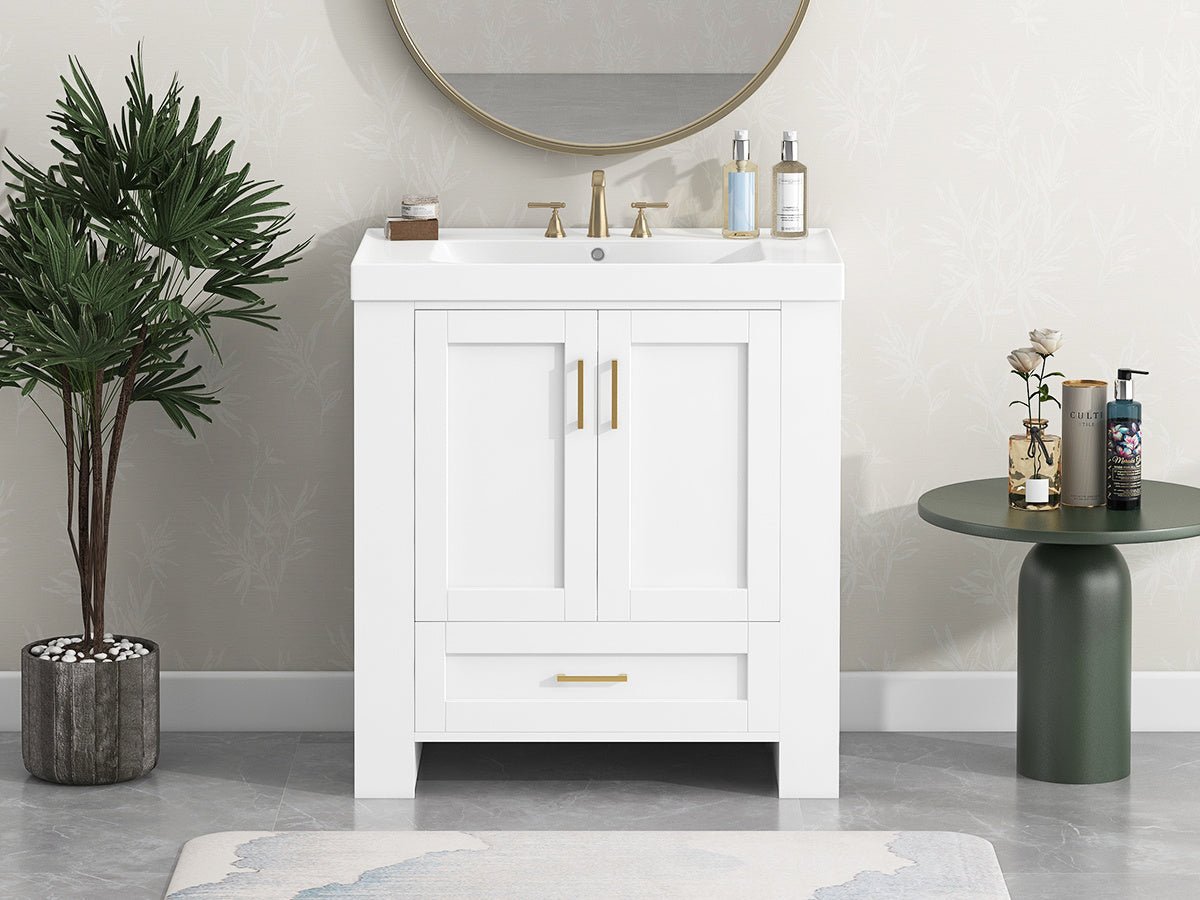 30'' Bathroom Vanity with Seperate Basin Sink, Modern Bathroom Storage Cabinet with Double-sided Storage Shelf, Freestanding Bathroom Vanity Cabinet with Single Sink - Divine Heart L.A.