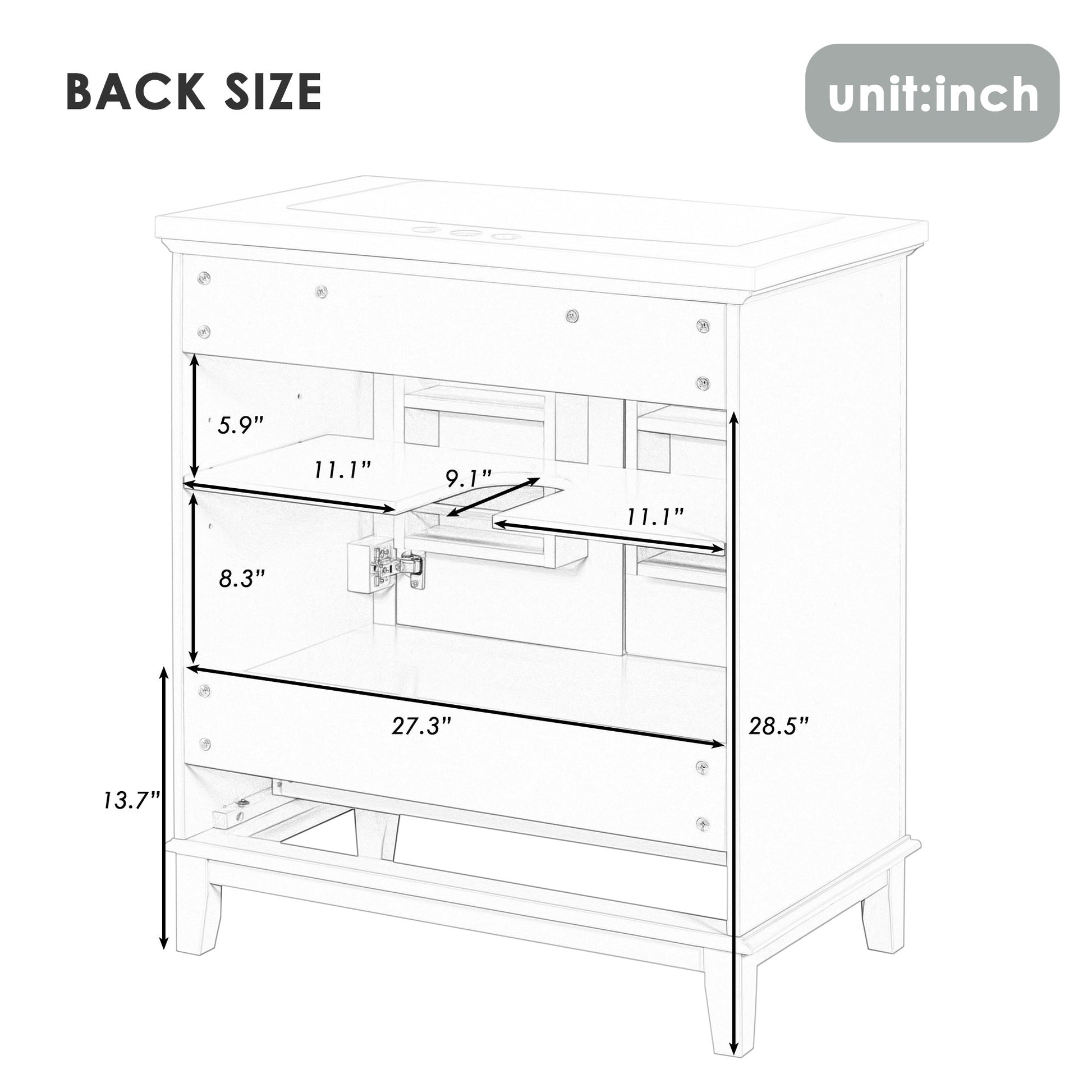 30\\\" Bathroom Vanity with Sink Combo, Multi-functional Bathroom Cabinet with Doors and Drawer, Solid Frame and MDF Board - Divine Heart L.A.