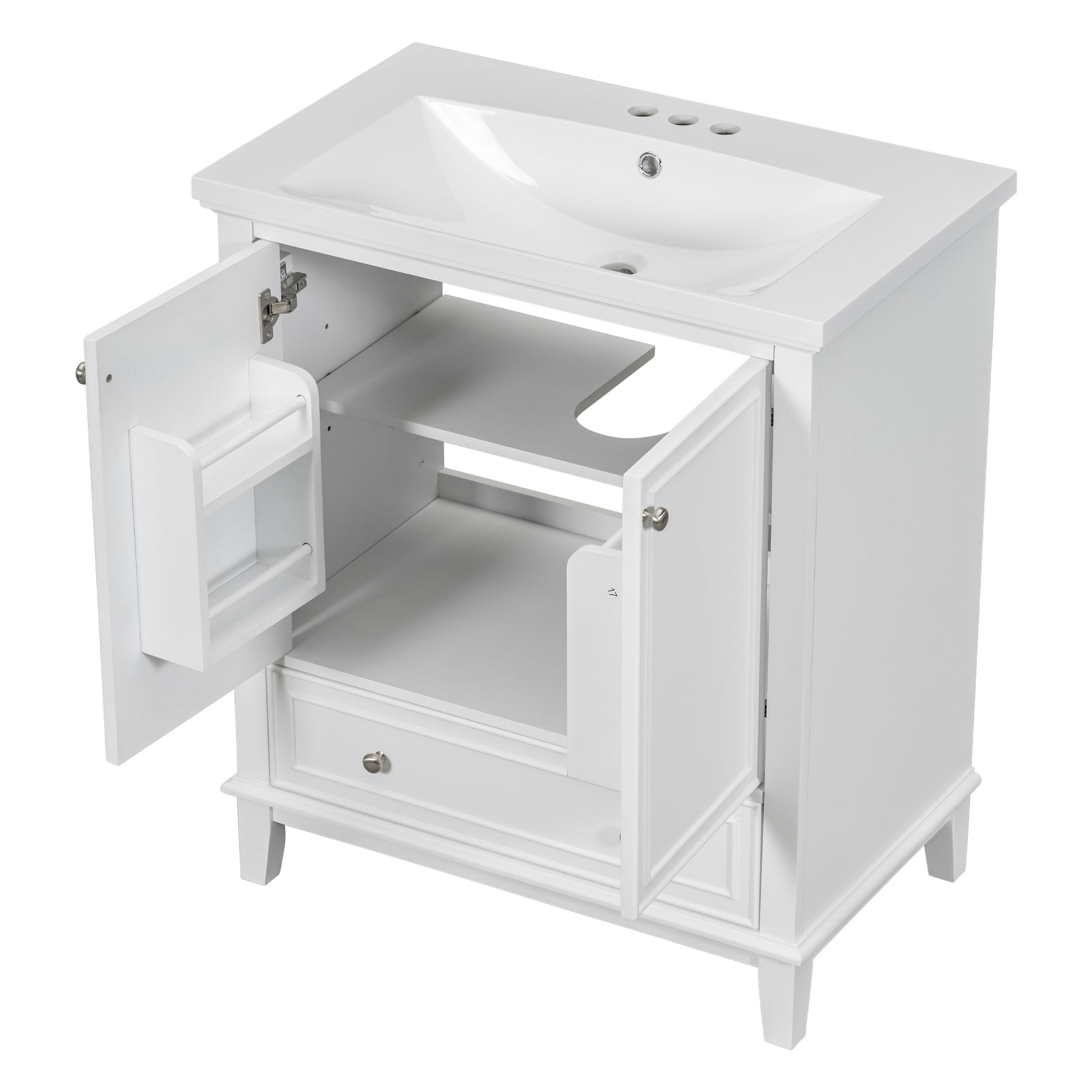 30\\\" Bathroom Vanity with Sink Combo, Multi-functional Bathroom Cabinet with Doors and Drawer, Solid Frame and MDF Board - Divine Heart L.A.