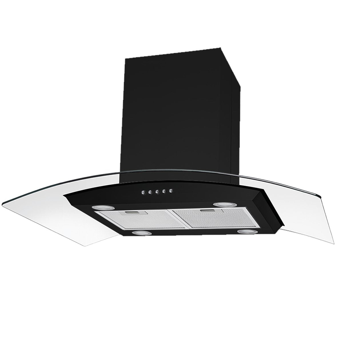 30 inch Stainless Steel Kitchen Island Range Hood 900CFM Tempered Glass 3 Speed Black LEDs - Divine Heart L.A.