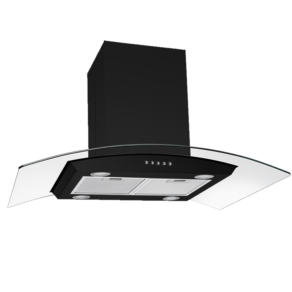 30 inch Stainless Steel Kitchen Island Range Hood 900CFM Tempered Glass 3 Speed Black LEDs - Divine Heart L.A.