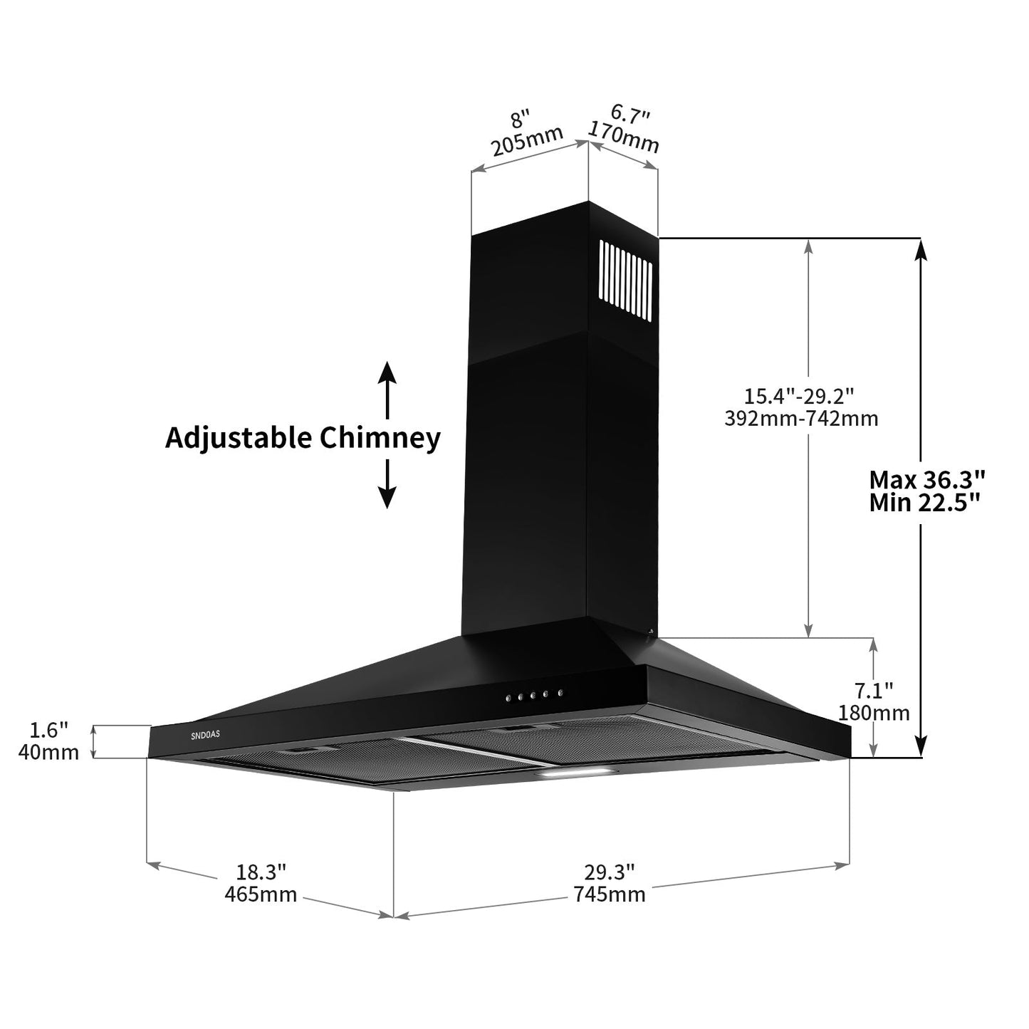 30 inch Wall Mount Range Hood Kitchen Exhaust Stove Vent 350CFM Mechanical Control - Divine Heart L.A.