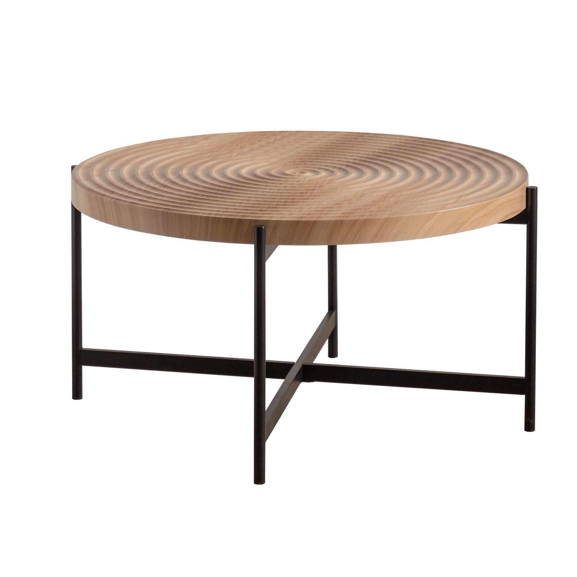 33"Modern Thread Design Round Coffee Table with Cross Legs Metal Base - Divine Heart L.A.