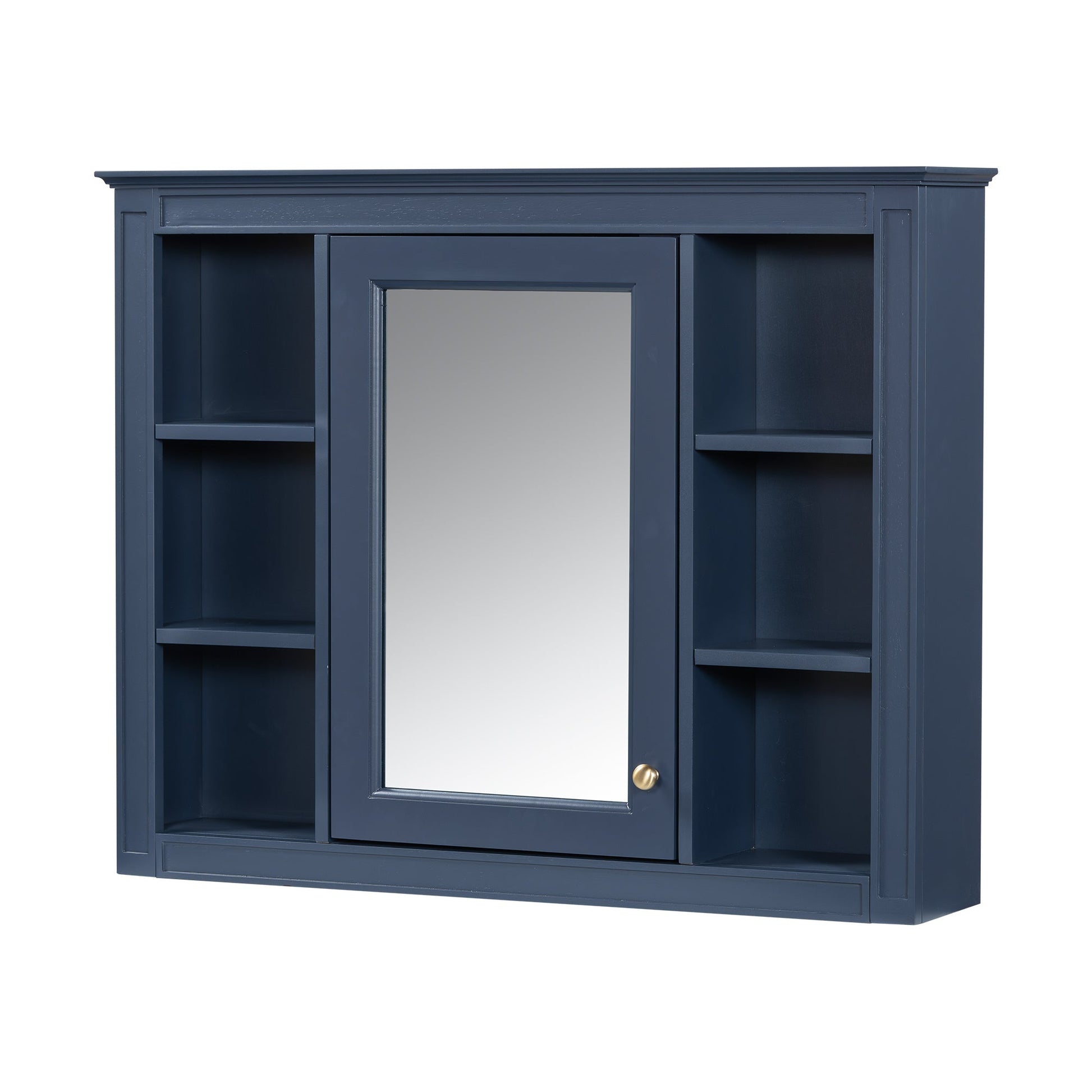 36'' Bathroom Vanity with Medicine Cabinet, Royal Blue Mirror Cabinet, Modern Bathroom Storage Cabinet with 2 Soft Closing Doors and 4 Drawers, Single Sink Bathroom Vanity - Divine Heart L.A.