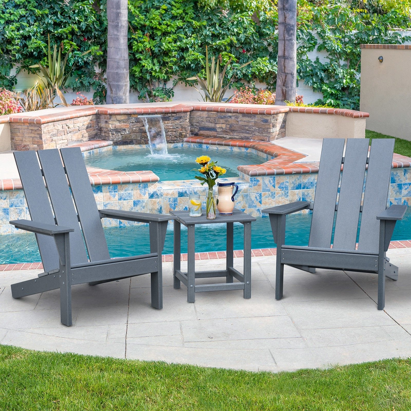 3Pcs Adirondack Chair Set with Side Table - Divine Heart L.A.