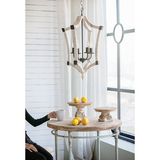 4 - Light Wood Chandelier, Hanging Light Fixture with Adjustable Chain for Kitchen Dining Room Foyer Entryway, Bulb Not Included - Divine Heart L.A.