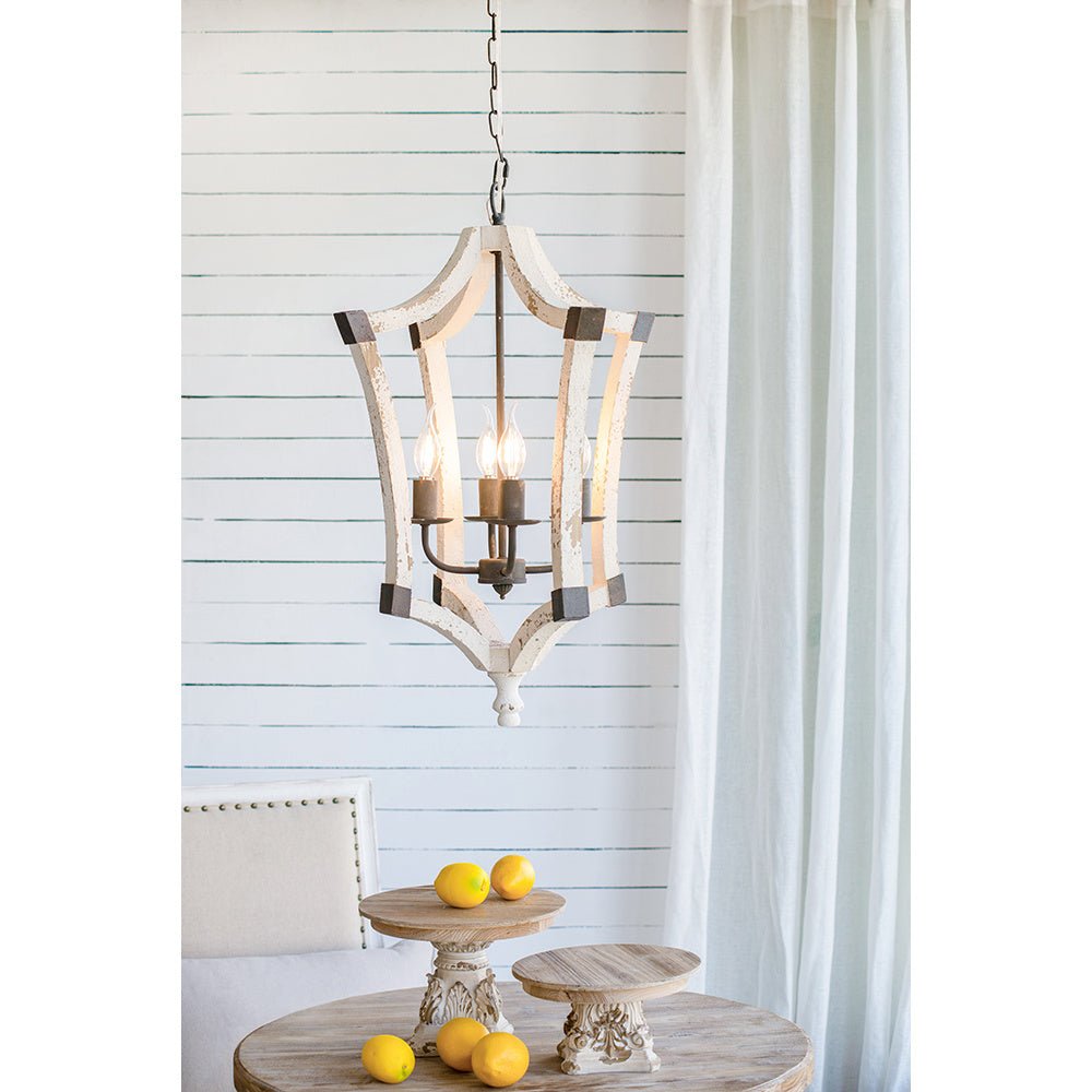 4 - Light Wood Chandelier, Hanging Light Fixture with Adjustable Chain for Kitchen Dining Room Foyer Entryway, Bulb Not Included - Divine Heart L.A.