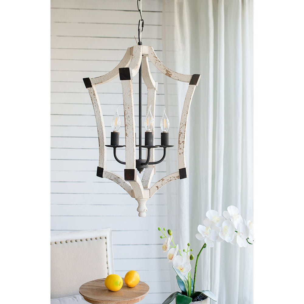 4 - Light Wood Chandelier, Hanging Light Fixture with Adjustable Chain for Kitchen Dining Room Foyer Entryway, Bulb Not Included - Divine Heart L.A.