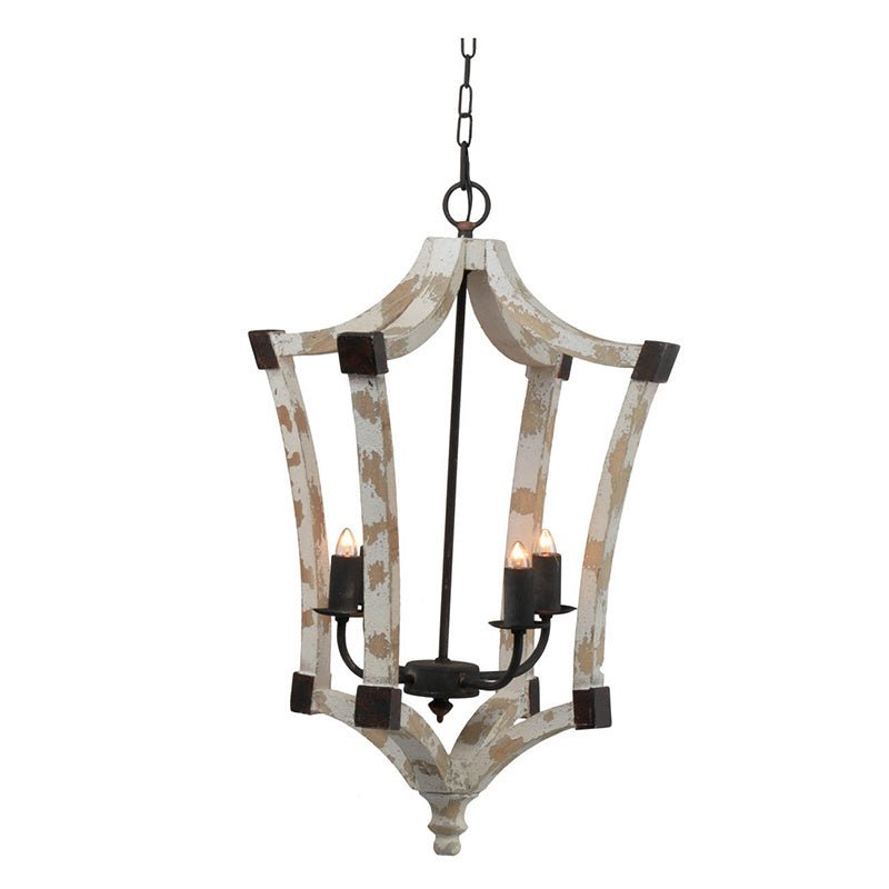 4 - Light Wood Chandelier, Hanging Light Fixture with Adjustable Chain for Kitchen Dining Room Foyer Entryway, Bulb Not Included - Divine Heart L.A.