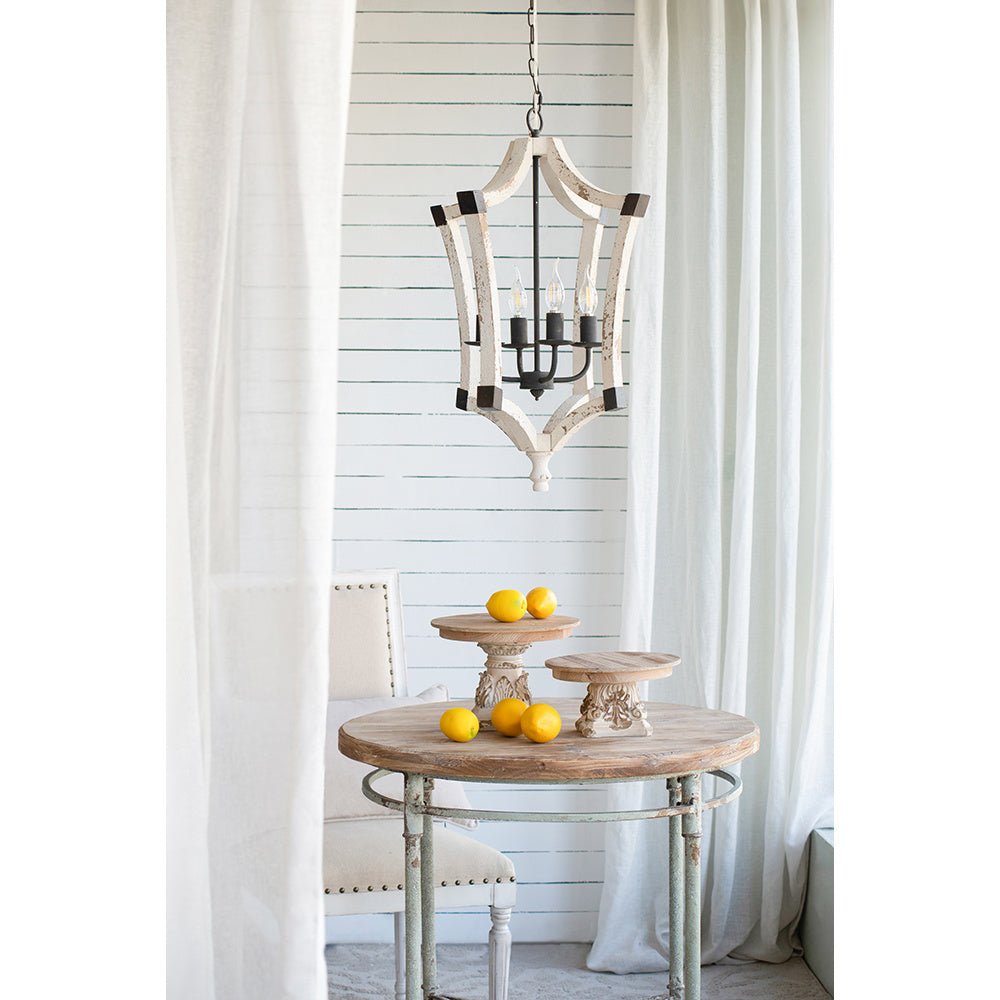 4 - Light Wood Chandelier, Hanging Light Fixture with Adjustable Chain for Kitchen Dining Room Foyer Entryway, Bulb Not Included - Divine Heart L.A.