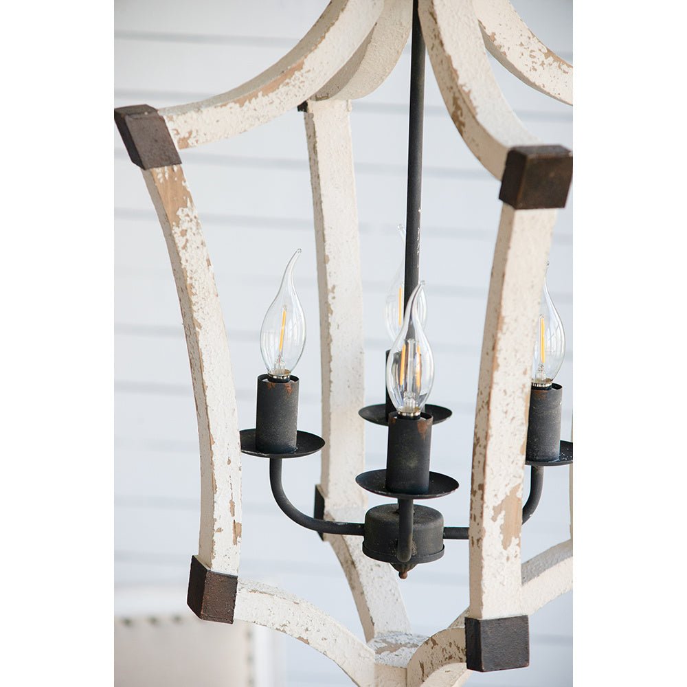 4 - Light Wood Chandelier, Hanging Light Fixture with Adjustable Chain for Kitchen Dining Room Foyer Entryway, Bulb Not Included - Divine Heart L.A.