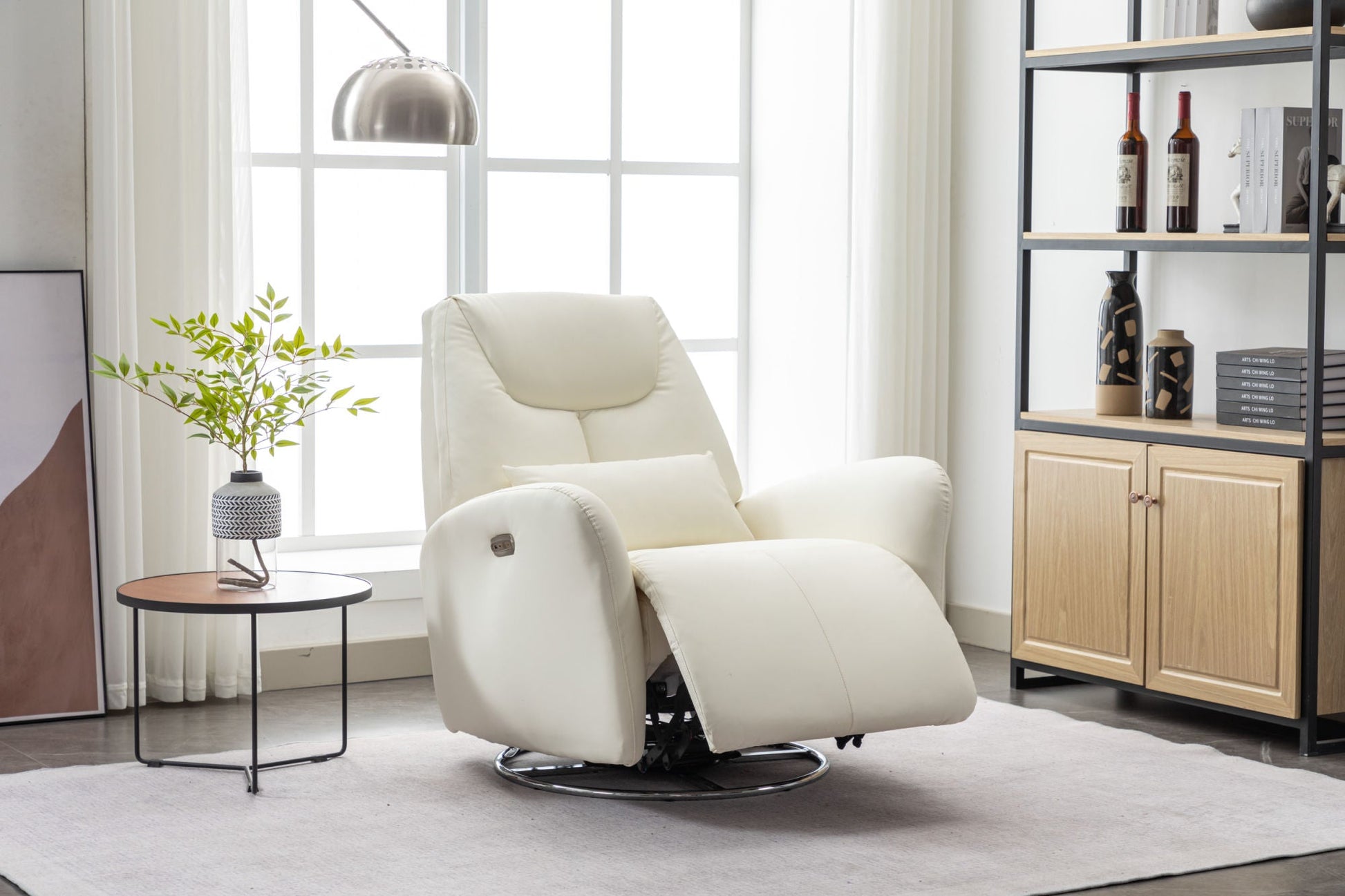 4 Modes Of Intelligent Voice Control,Atmosphere Lamp,Bluetooth Music Player,USB Ports,Back And Forth Swing, 270 Degree Swivel Power Recliner - Divine Heart L.A.