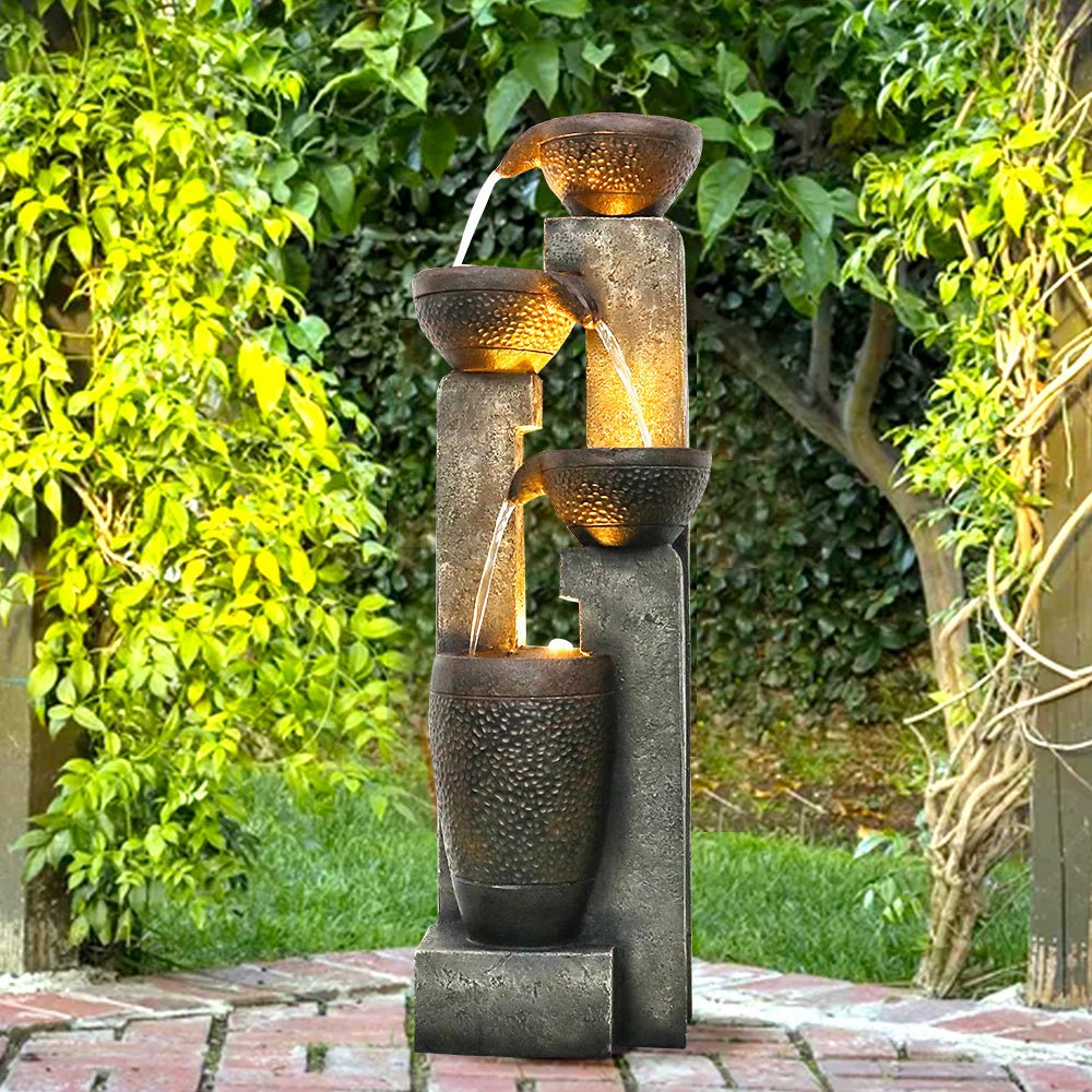 40inches Pots Outdoor Garden Water Fountain with Warm LED lights - Divine Heart L.A.