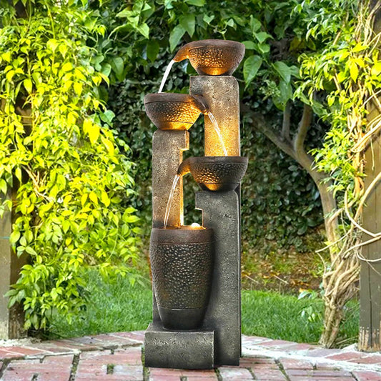 40inches Pots Outdoor Garden Water Fountain with Warm LED lights - Divine Heart L.A.