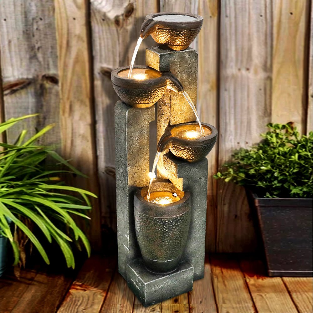 40inches Pots Outdoor Garden Water Fountain with Warm LED lights - Divine Heart L.A.