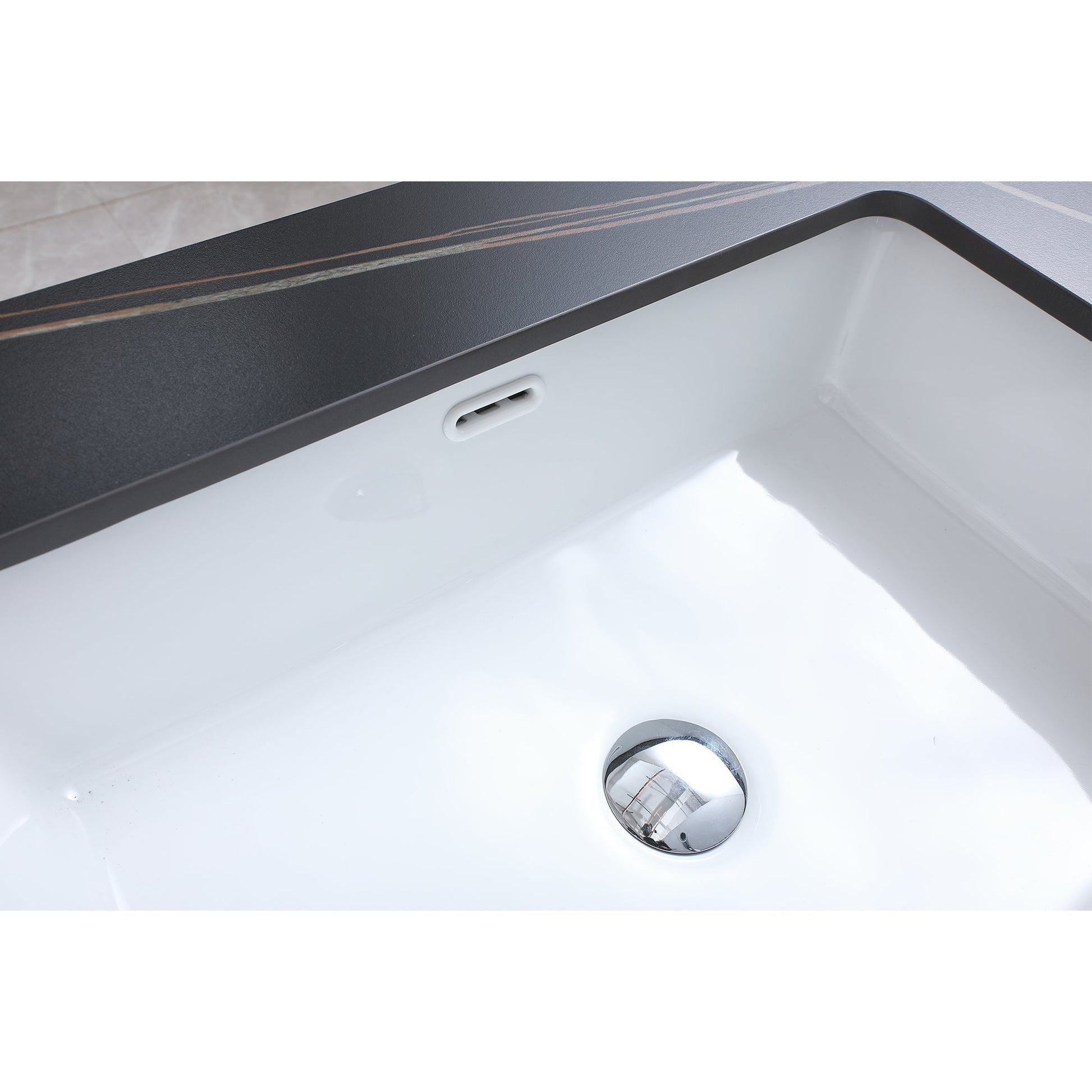 43inch bathroom stone vanity top black gold/stone carrara gold color with undermount ceramic sink and three faucet hole with backsplash - Divine Heart L.A.