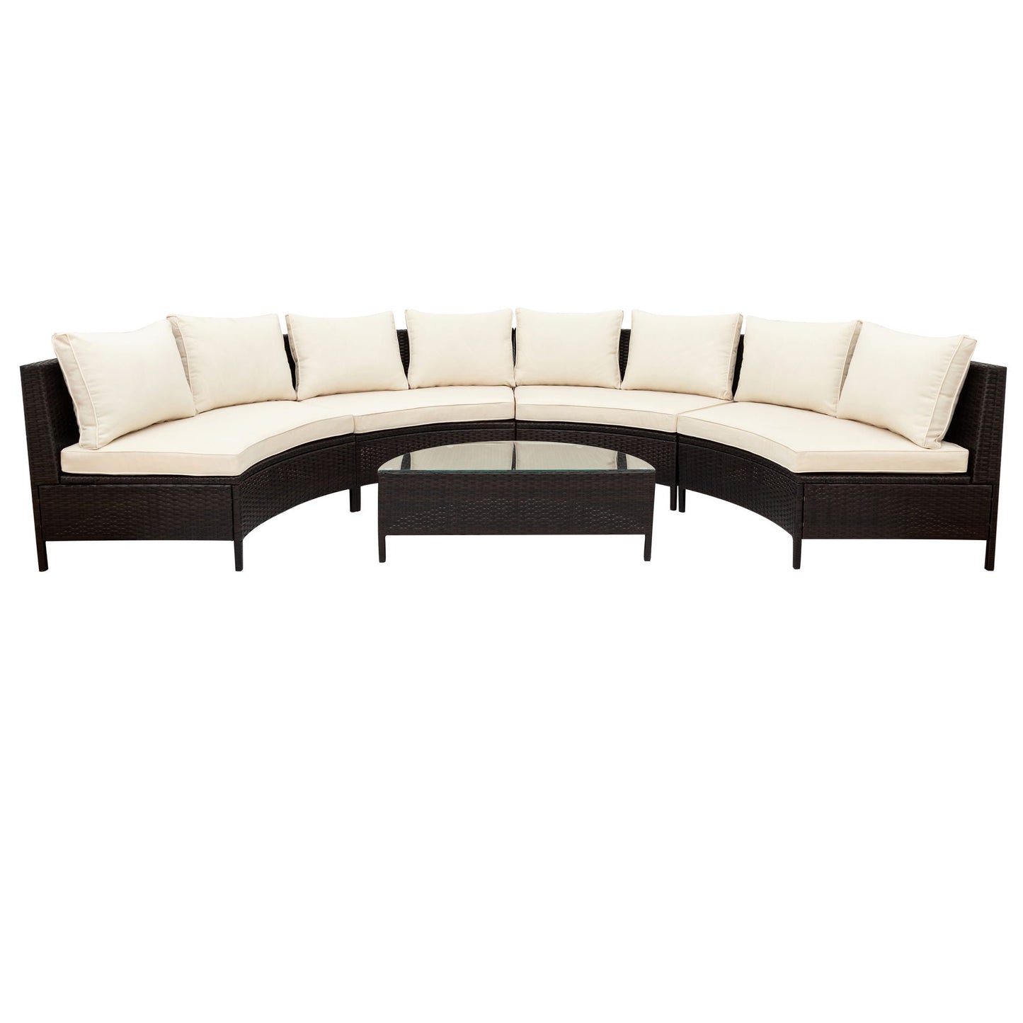 5 Pc Half-Moon Sofa Set with Tempered Glass Table - Divine Heart L.A.