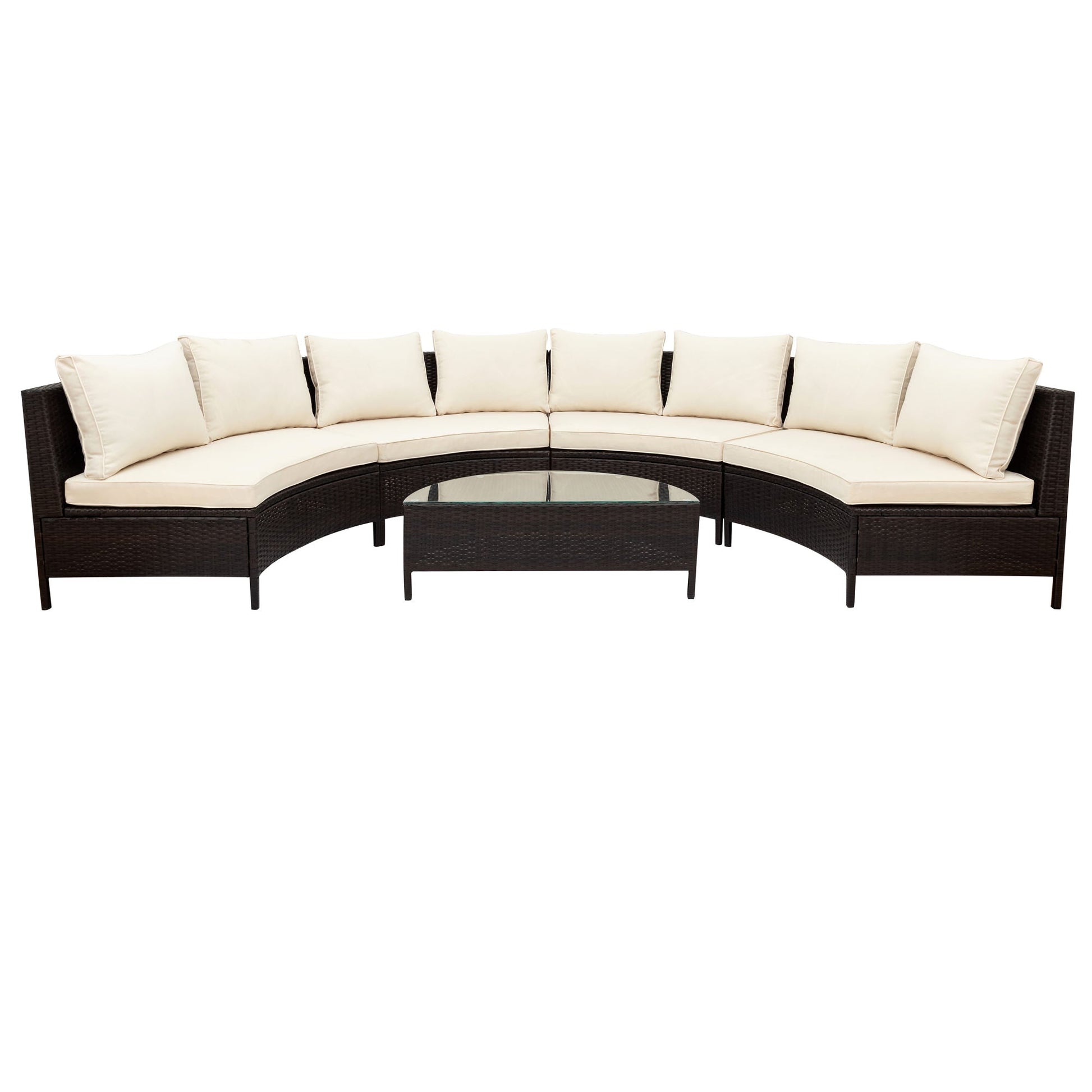 5 Pc Half-Moon Sofa Set with Tempered Glass Table - Divine Heart L.A.