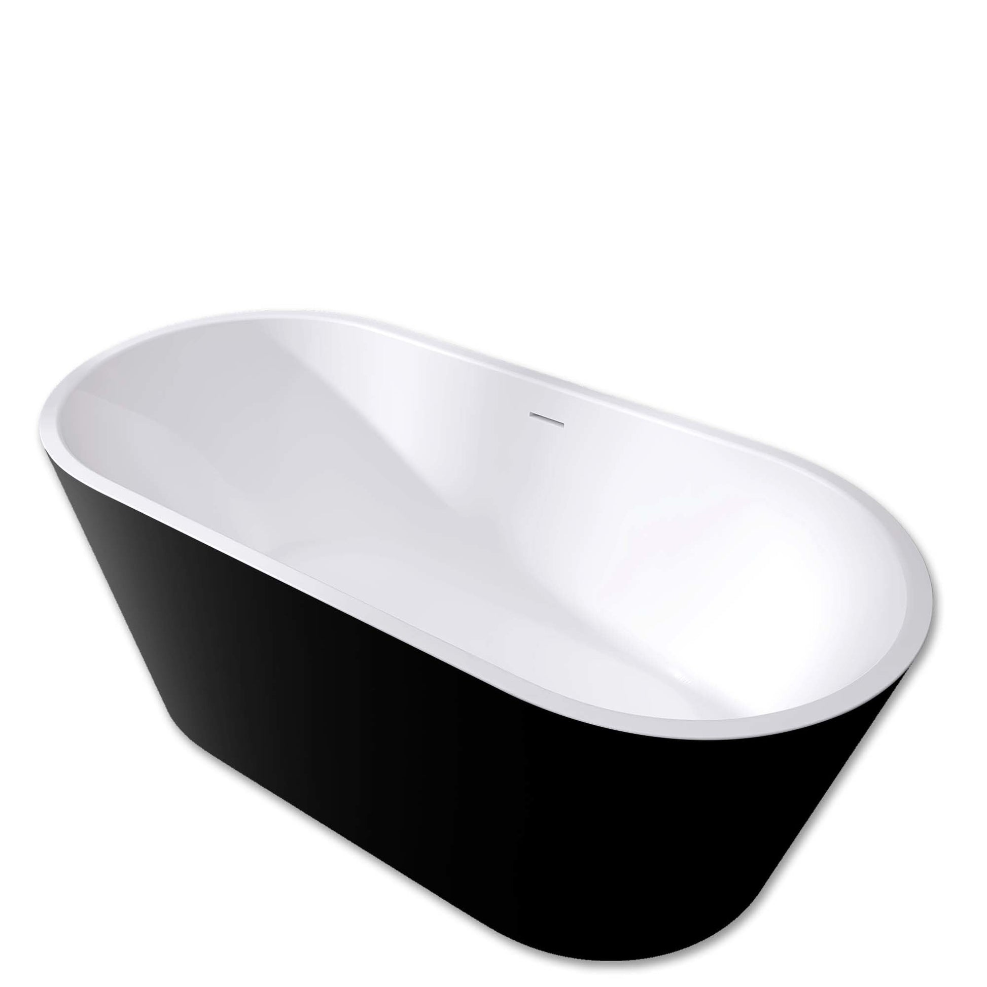 59" Acrylic Freestanding Bathtub, Matte Black Modern Stand Alone Soaking Bathtub, Brushed Nickel Drain and Minimalist Linear Design Overflow Included Easy to Install - Divine Heart L.A.