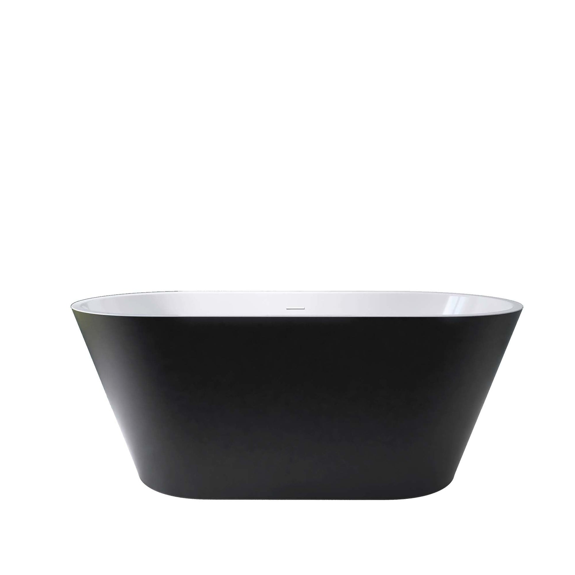 59" Acrylic Freestanding Bathtub, Matte Black Modern Stand Alone Soaking Bathtub, Brushed Nickel Drain and Minimalist Linear Design Overflow Included Easy to Install - Divine Heart L.A.