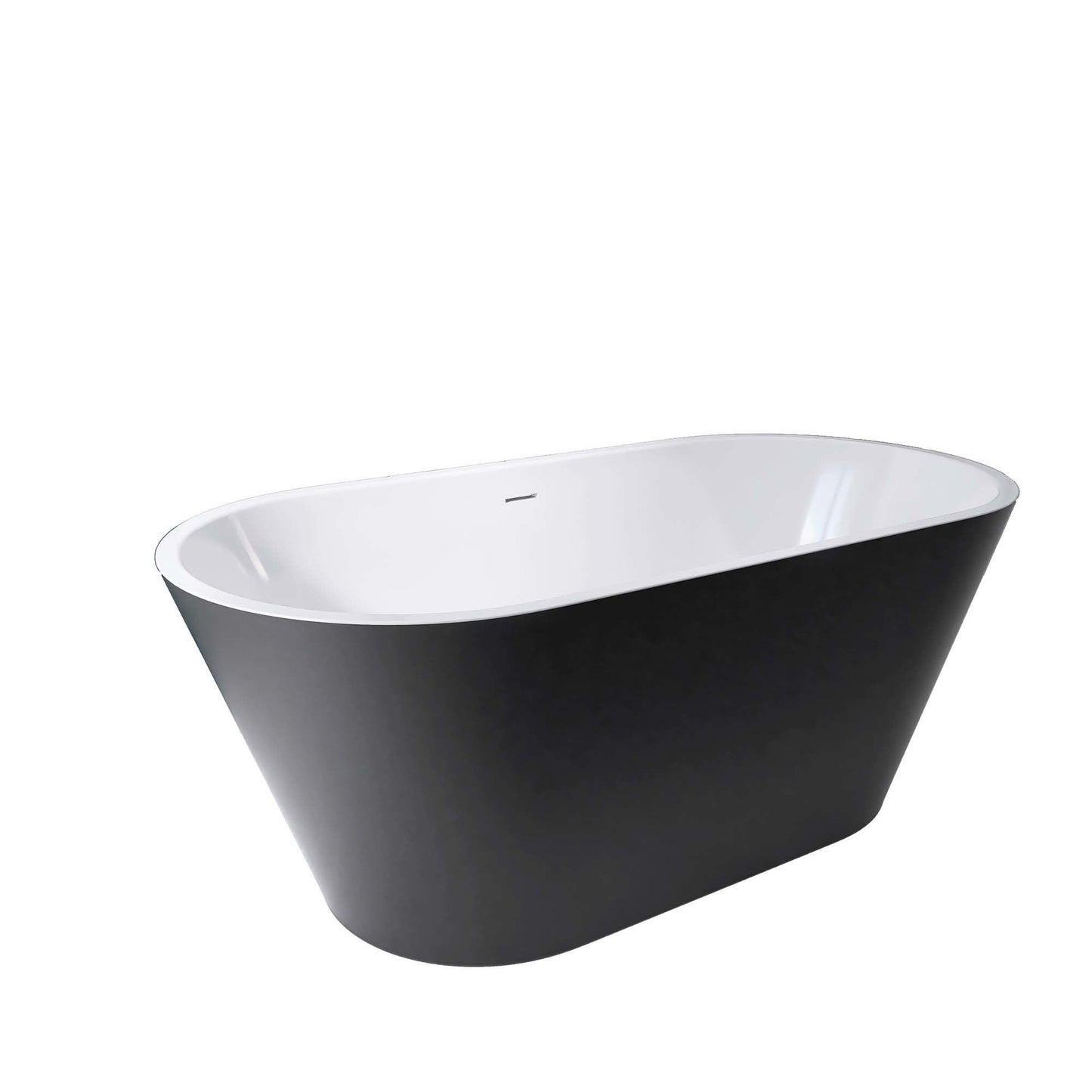 59" Acrylic Freestanding Bathtub, Matte Black Modern Stand Alone Soaking Bathtub, Brushed Nickel Drain and Minimalist Linear Design Overflow Included Easy to Install - Divine Heart L.A.